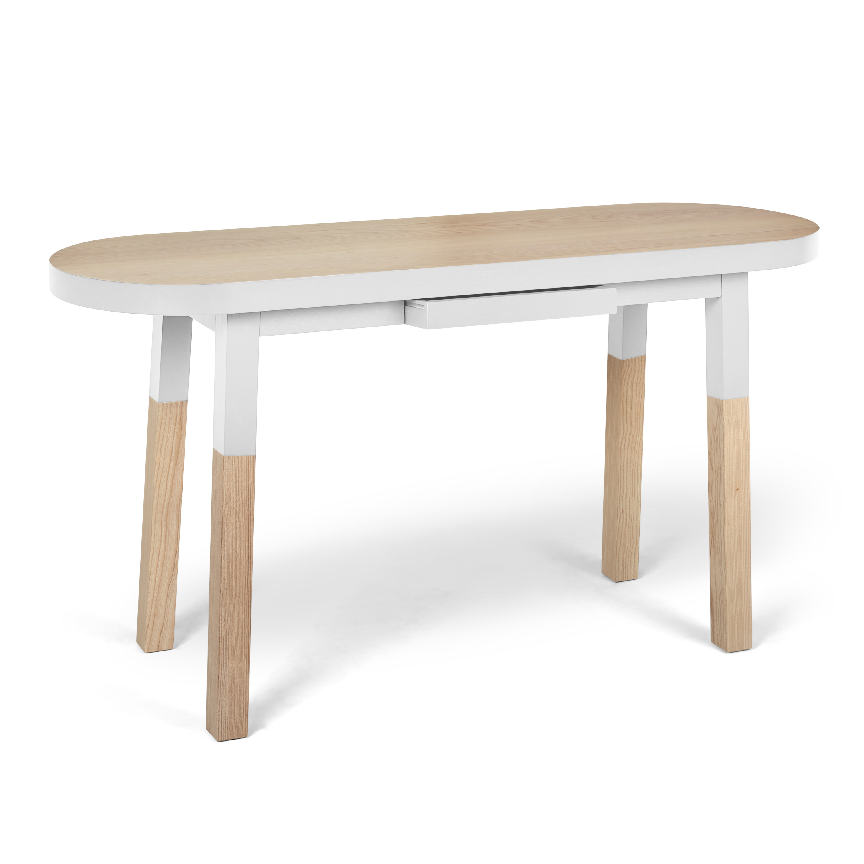 Console ovale 100% frêne massif blanc balisson