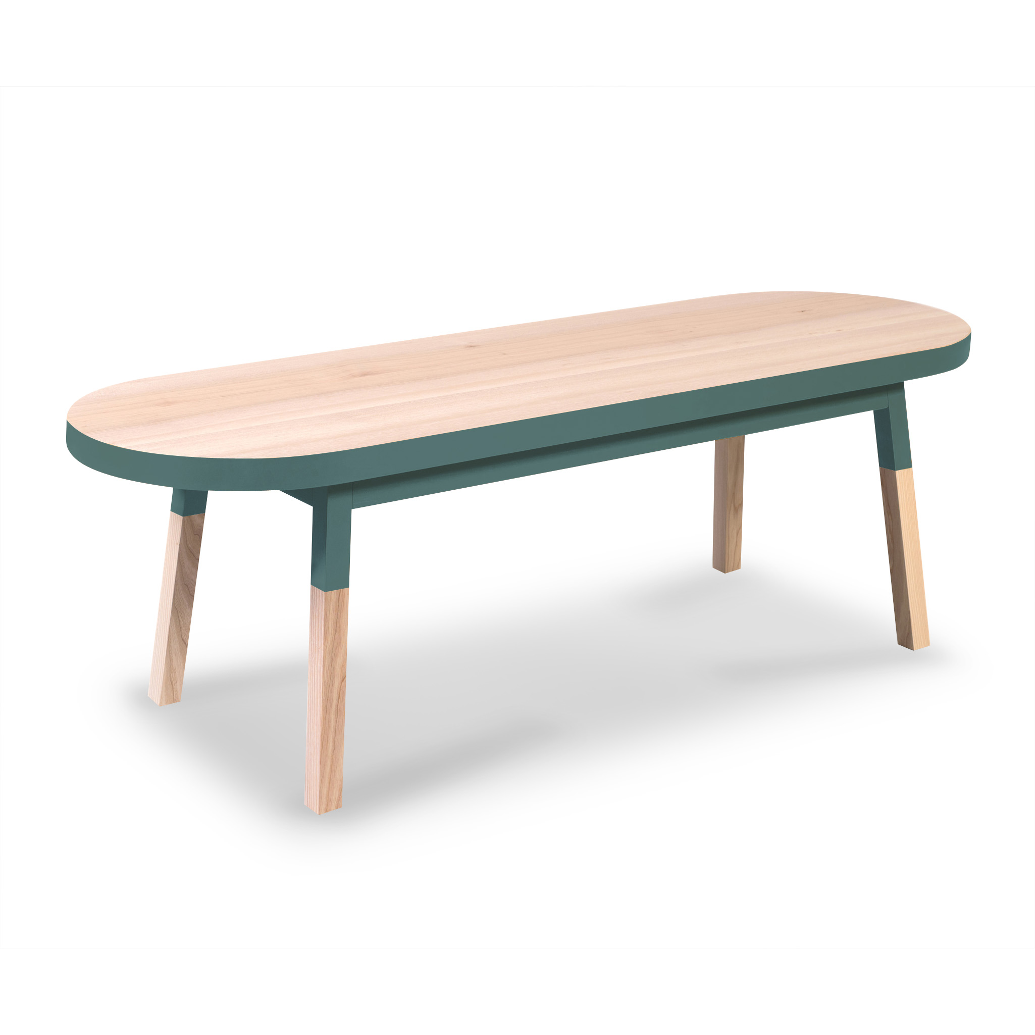 Table basse banc, 100% frêne massif bleu briac