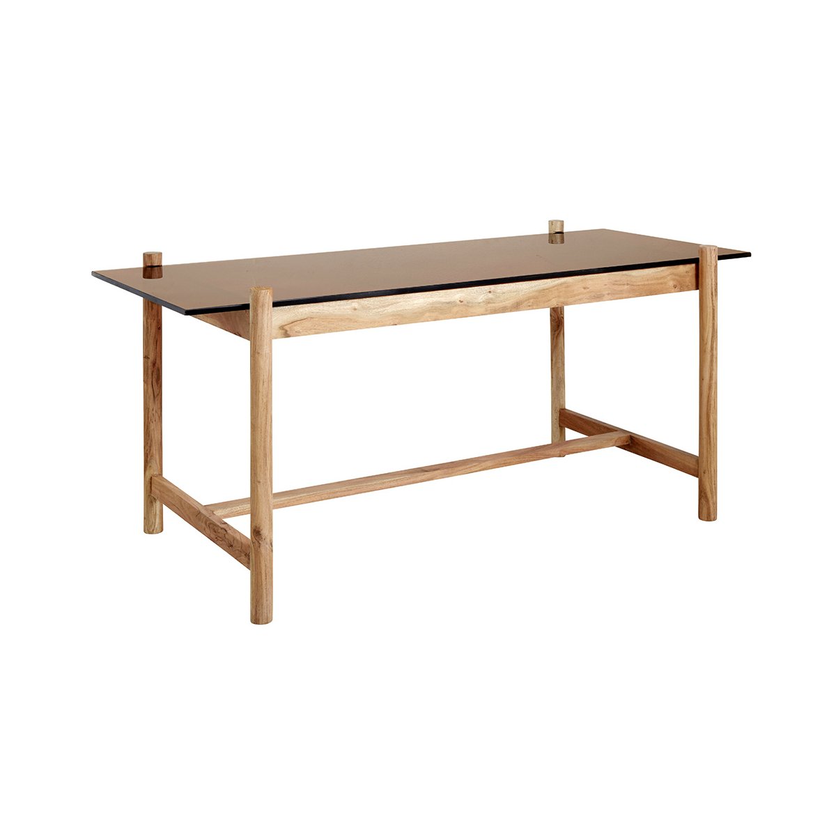 Table à manger 180cm moderne bois et verre - Nordal Table à manger 180cm moderne bois et verre - Nordal