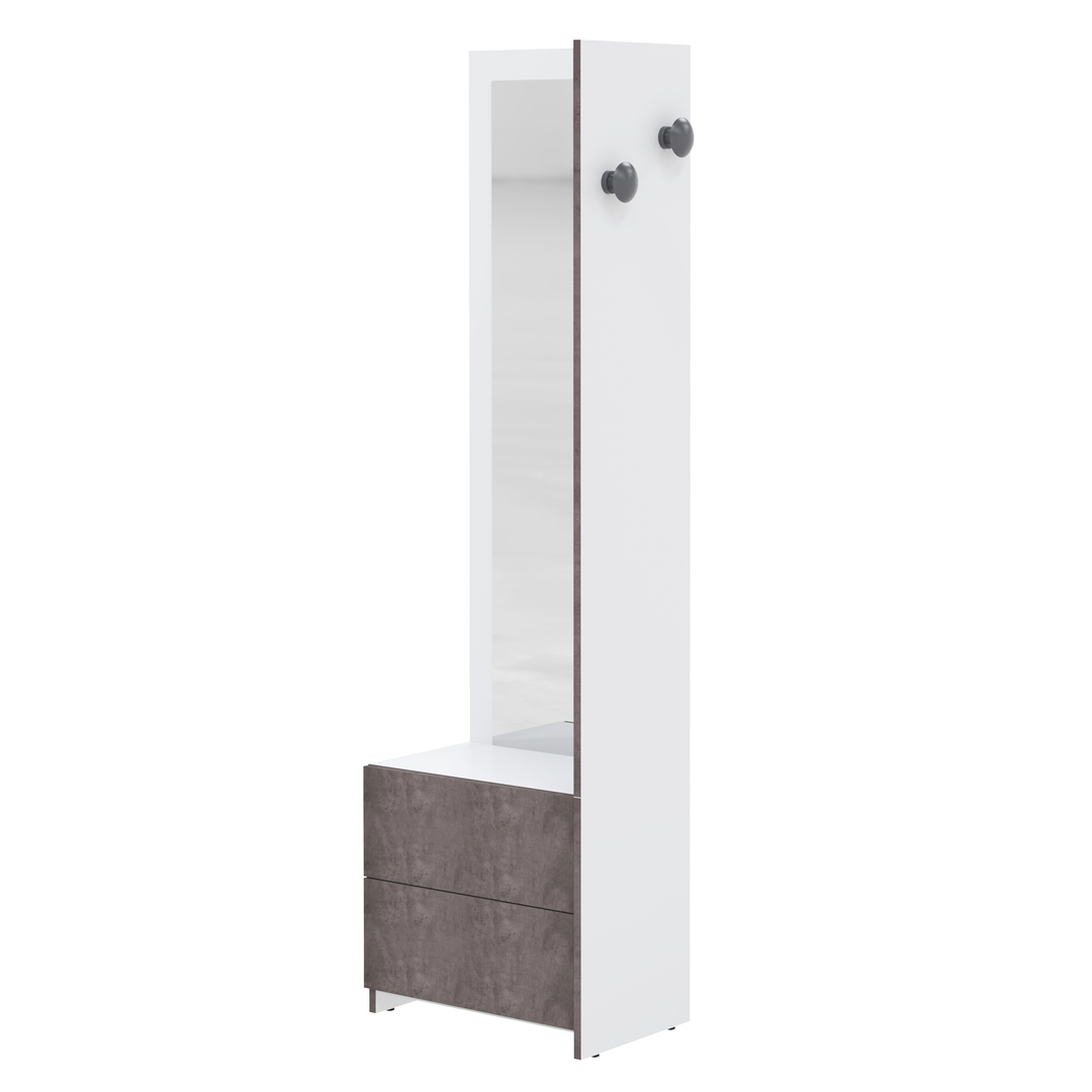 Meuble de rangement effet bois Blanc et Béton Meuble de rangement effet bois Blanc et Béton