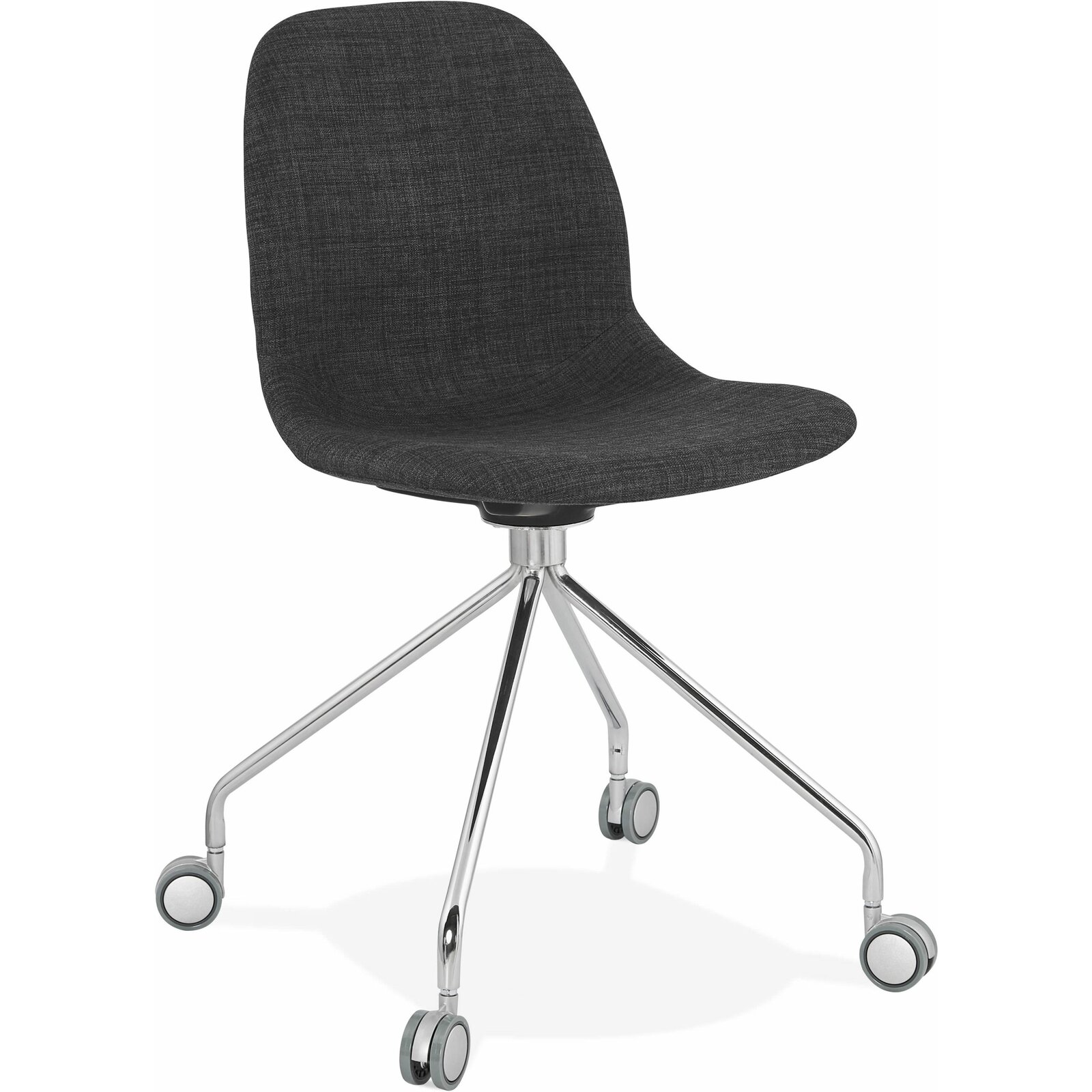 Chaise de bureau a roulettes assise rembourrée tissu gris Chaise de bureau a roulettes assise rembourrée tissu gris