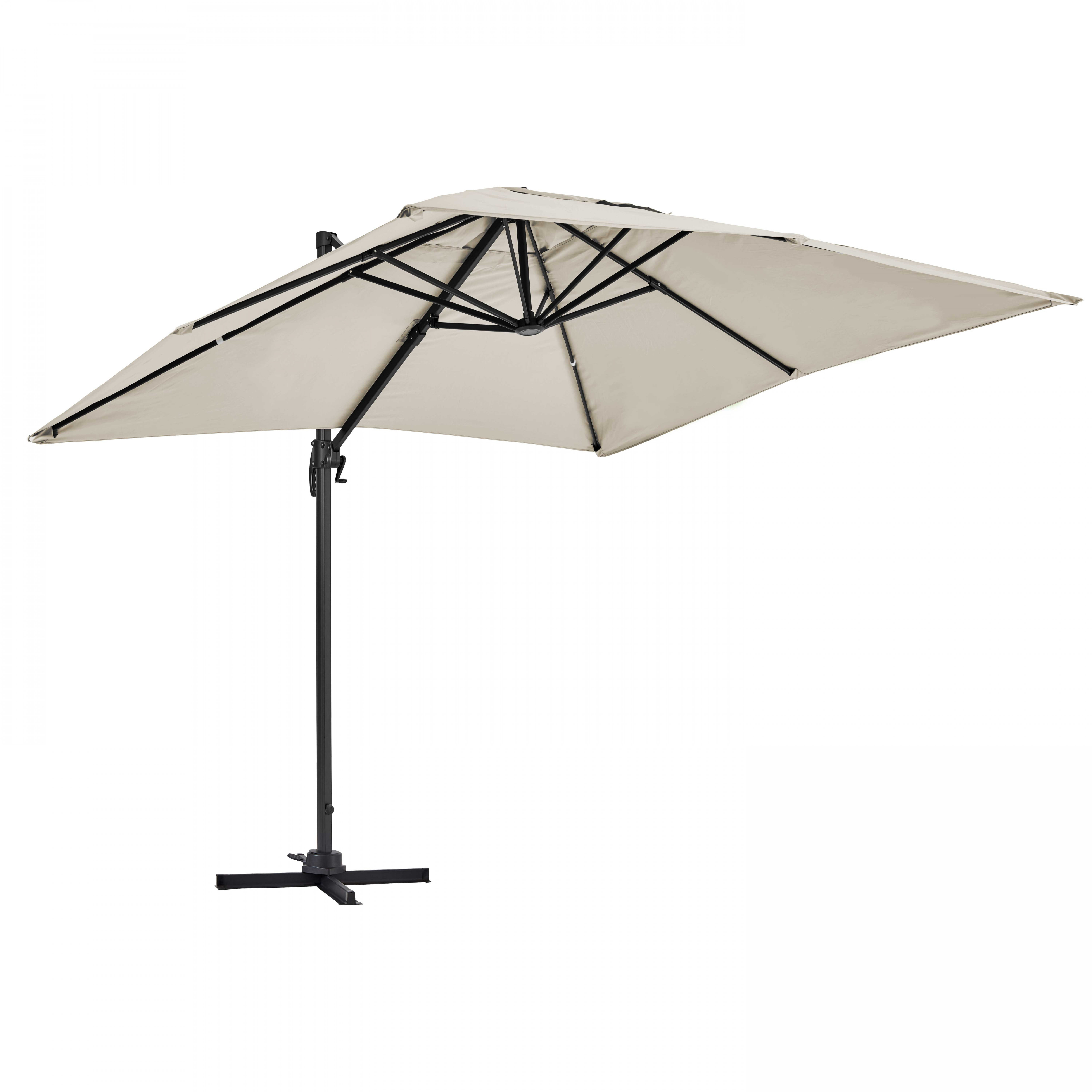 Parasol déporté rotatif 360° 2x3m en aluminium écru