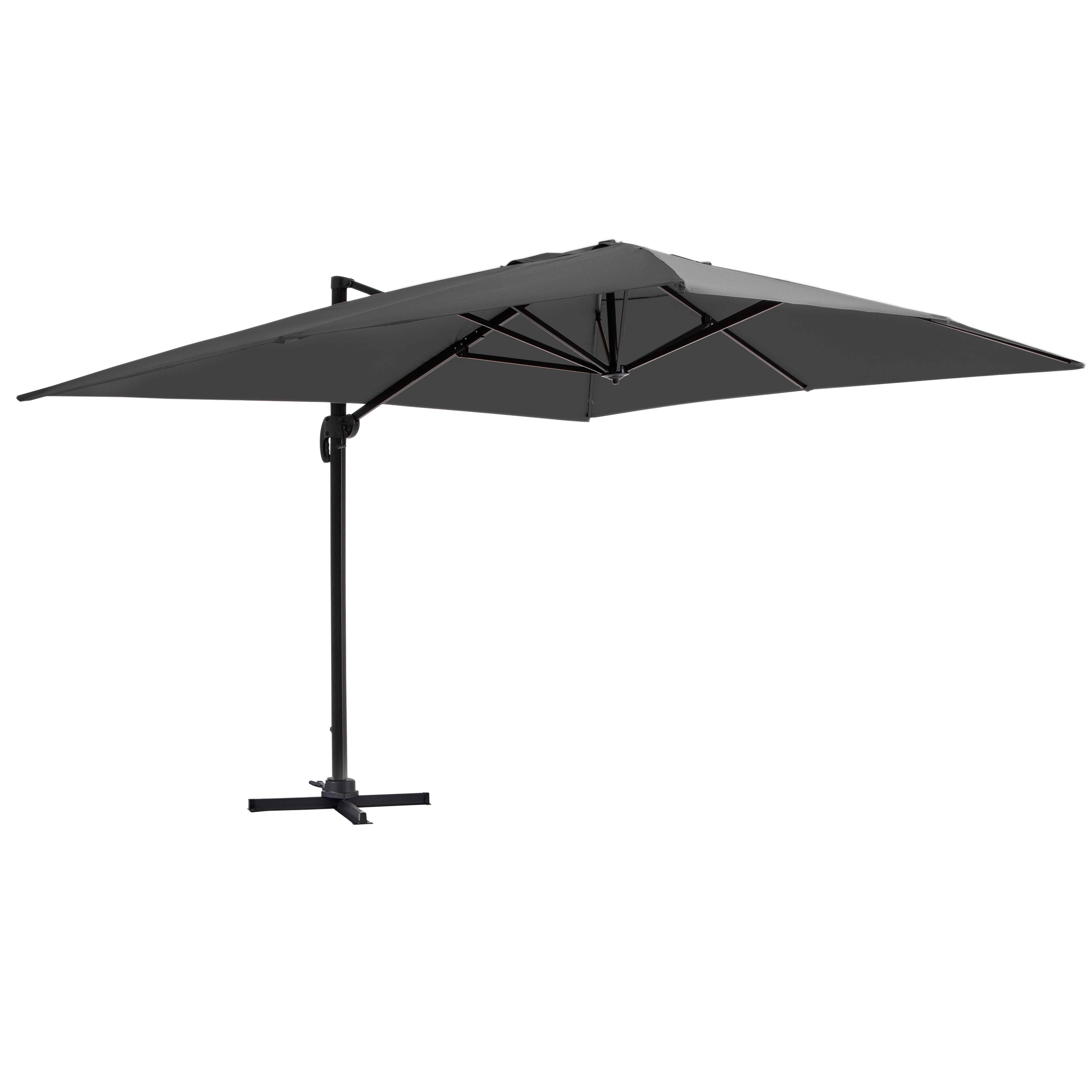 Parasol déporté 3x4m en aluminium gris anthracite