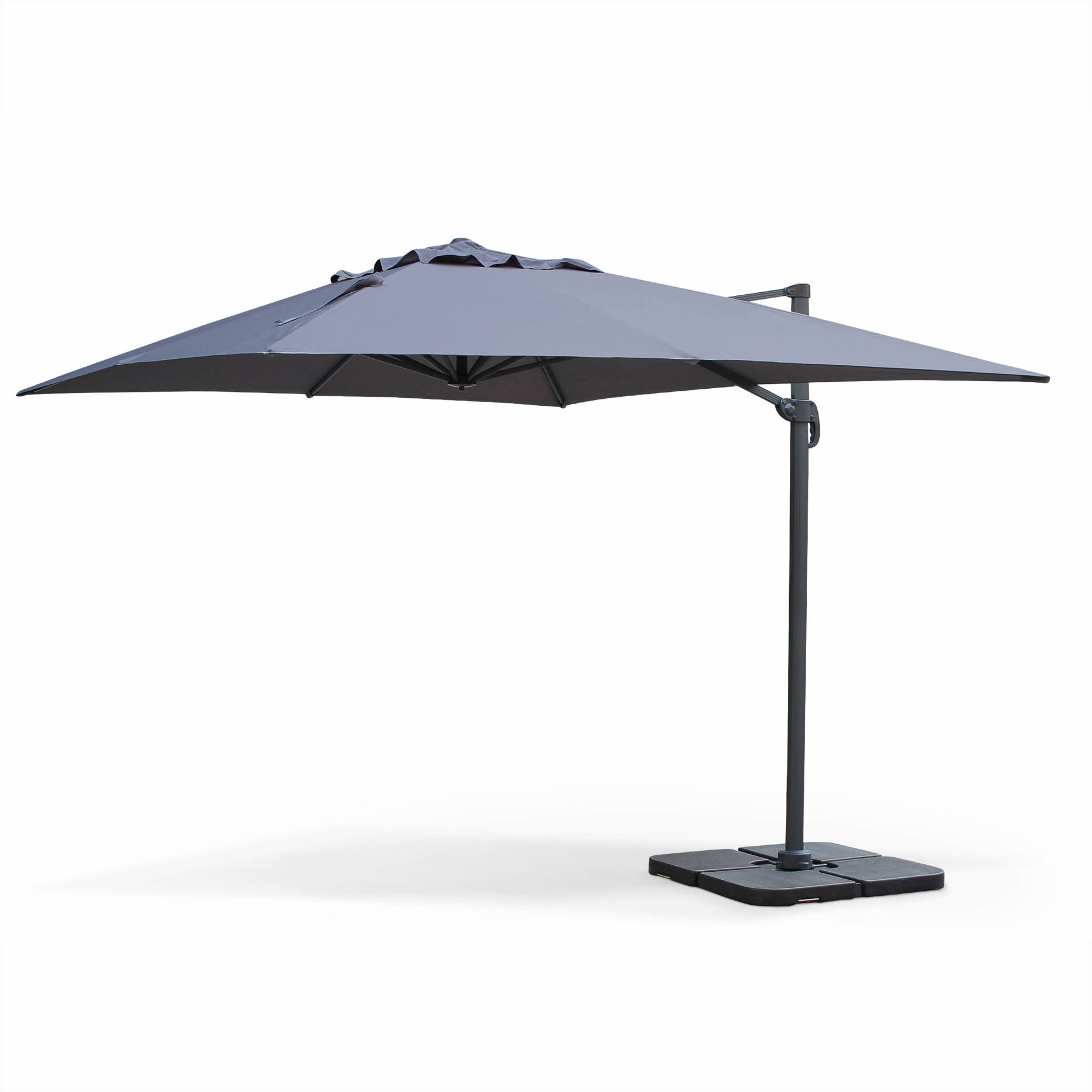 Parasol déporté en aluminium rectangulaire gris Parasol déporté en aluminium rectangulaire gris