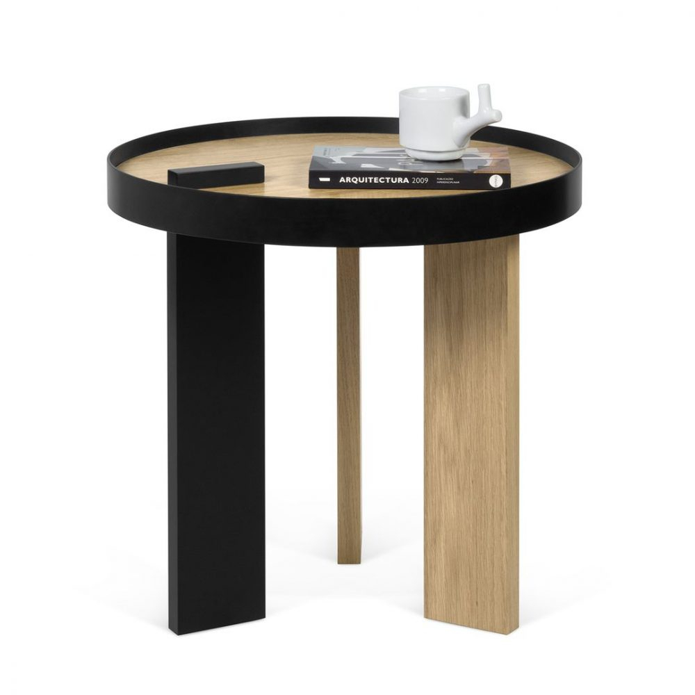 BRUNO - Table d'appoint ronde bois métal naturel