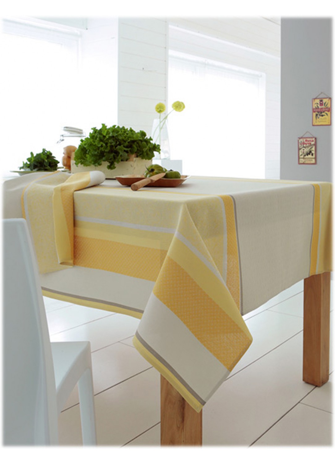 Nappe rectangulaire en jacquard rayé jacquard soleil 200x150 Nappe rectangulaire en jacquard rayé jacquard soleil 200x150