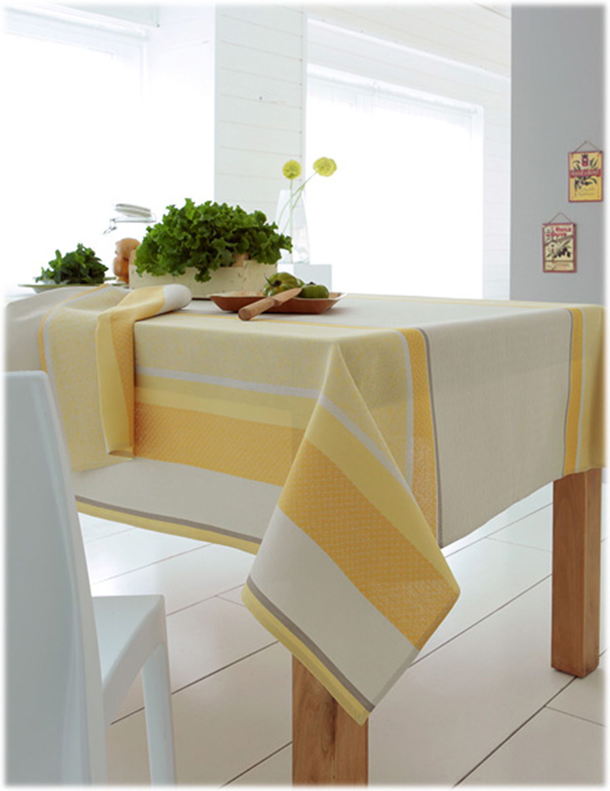 Nappe rectangulaire en jacquard rayé jacquard soleil 250x150 Nappe rectangulaire en jacquard rayé jacquard soleil 250x150