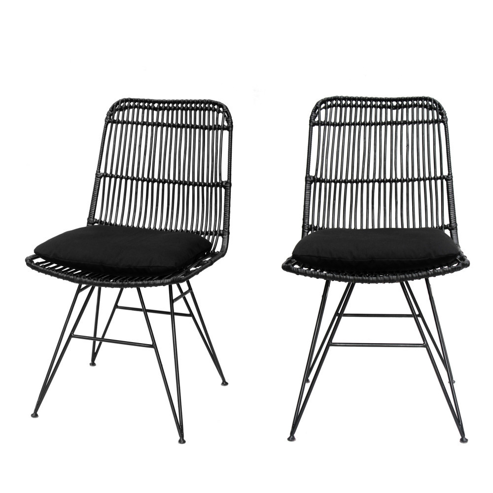 2 chaises design en rotin noir (photo) 2 chaises design en rotin noir