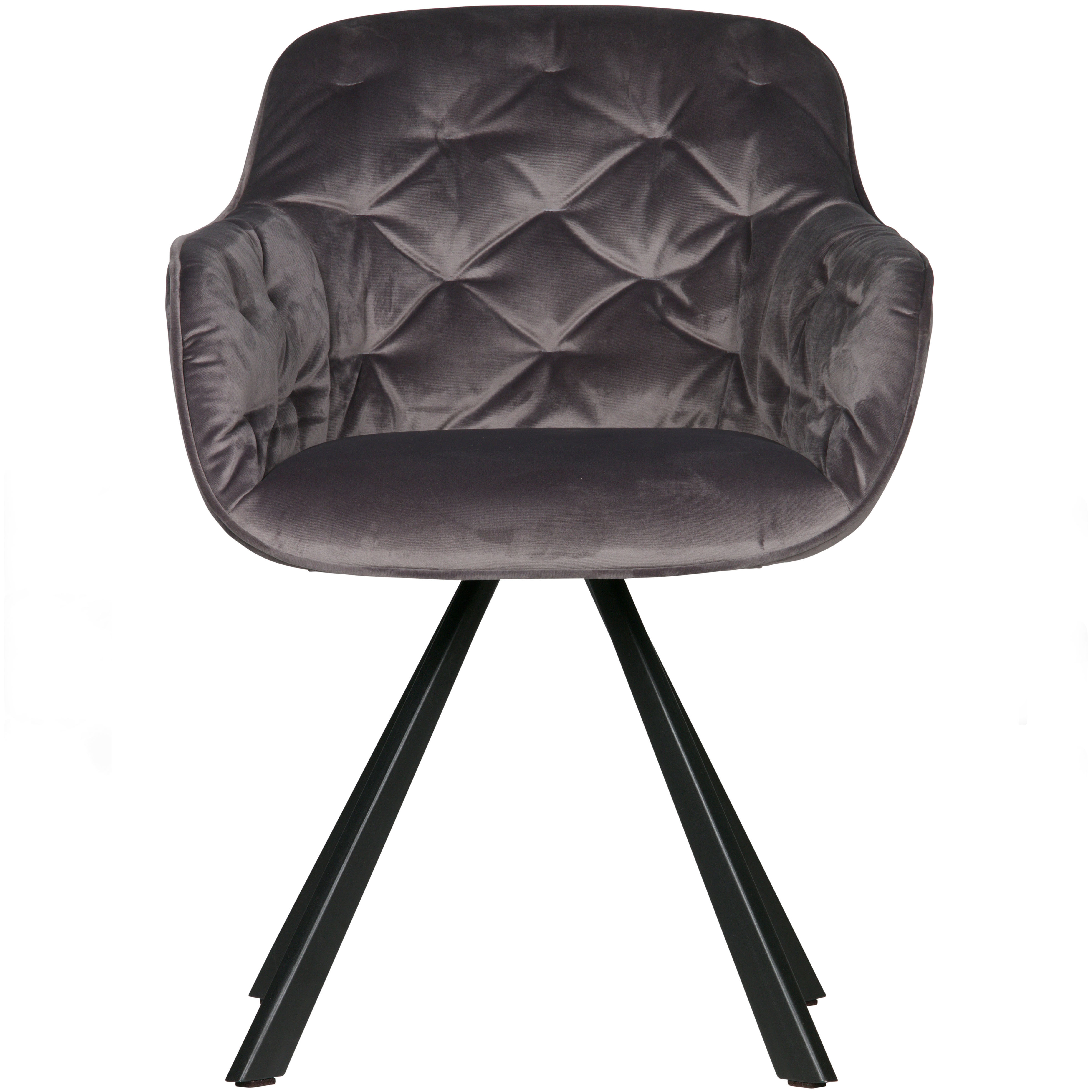 Fauteuil de table en velours gris anthracite