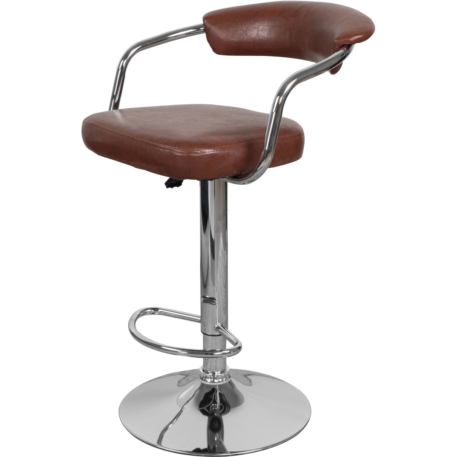 Tabouret de bar chromé rembourrée marron (lot de 2) Tabouret de bar chromé rembourrée marron (lot de 2)