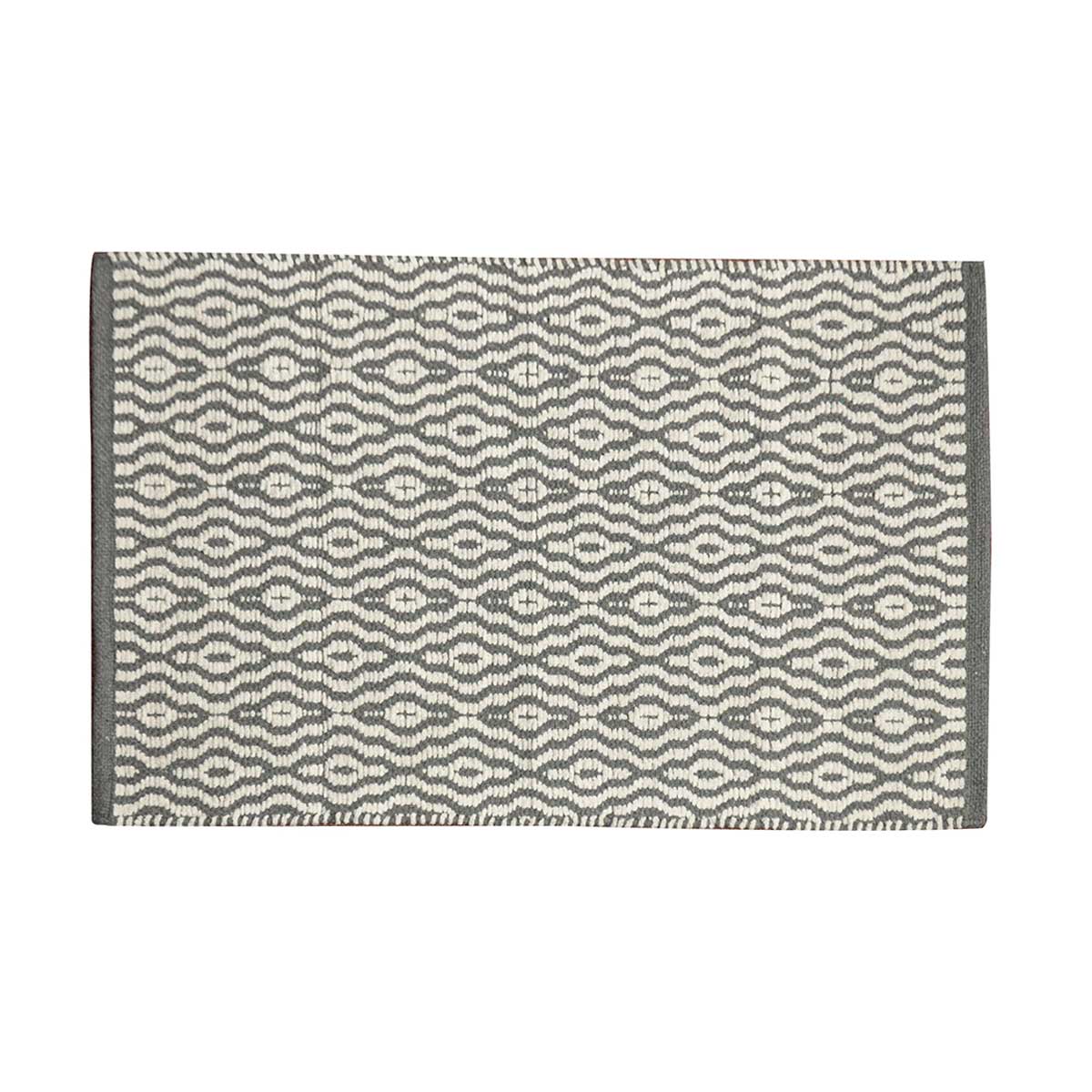 Tapis en coton imprimé graphique coton gris et blanc 80x50