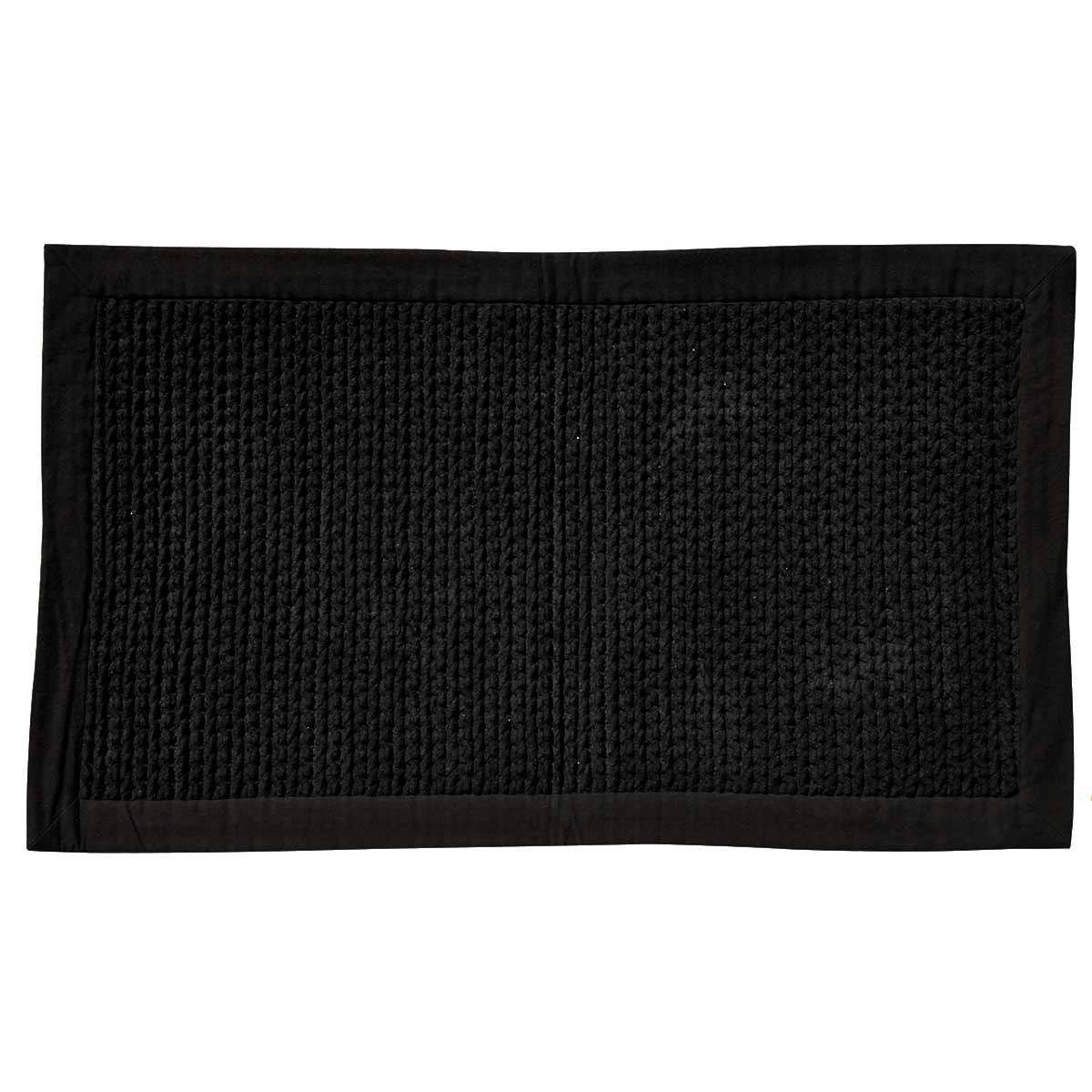 Tapis de bain en coton avec cadre uni coton noir 80x50