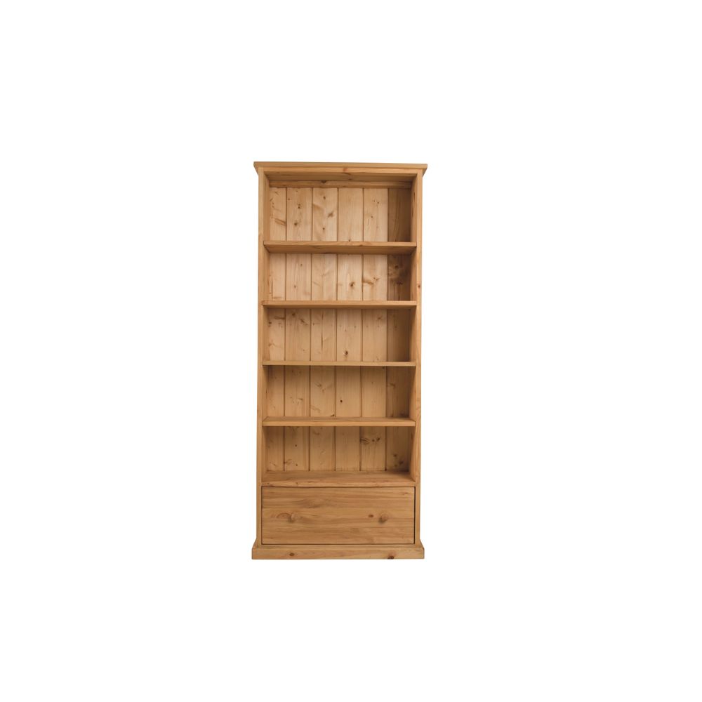 Bibliothèque pin massif 4 étagères 1 tiroir