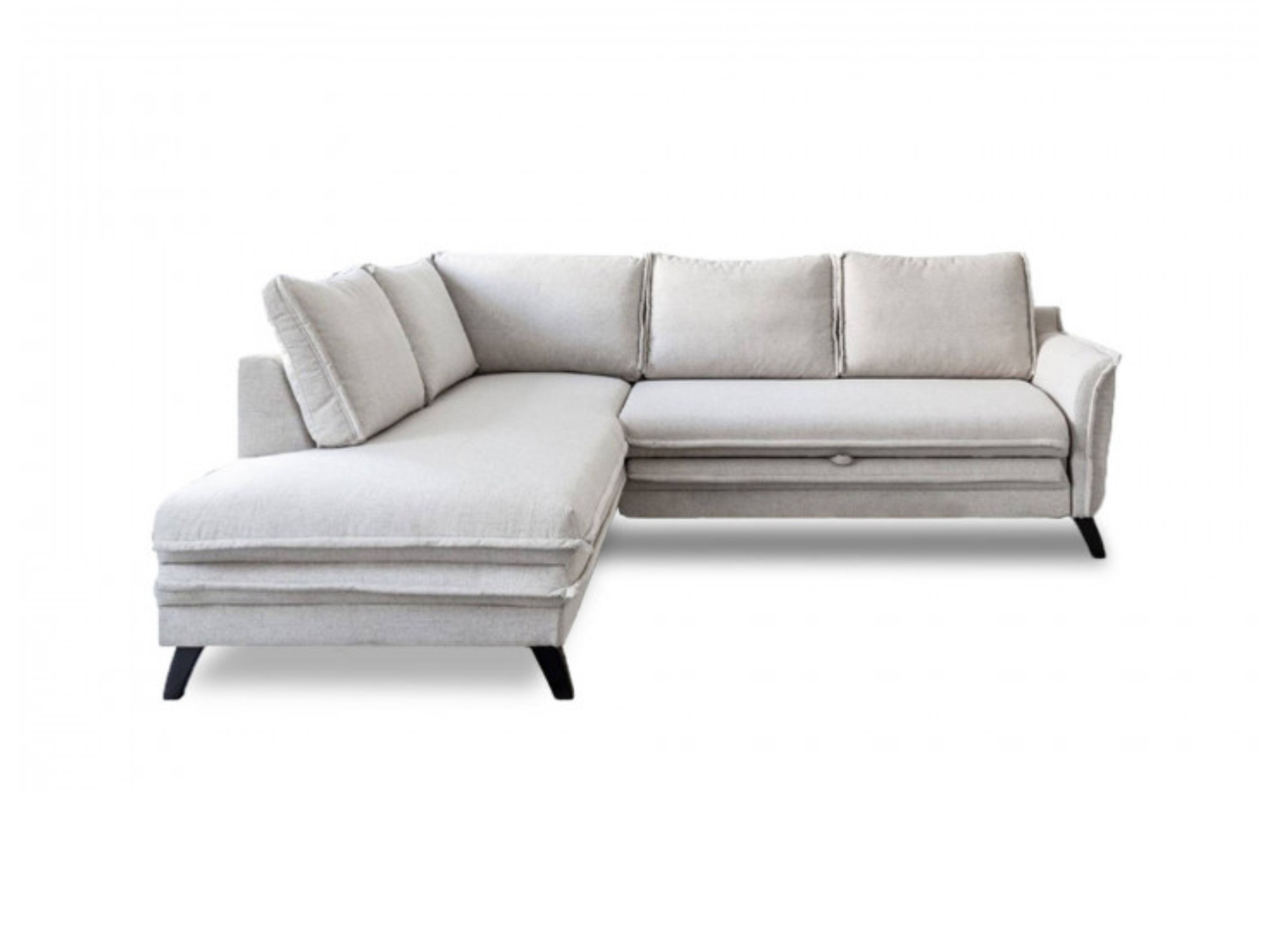 Canapé d'angle gauche convertible 5 places Tissu Beige