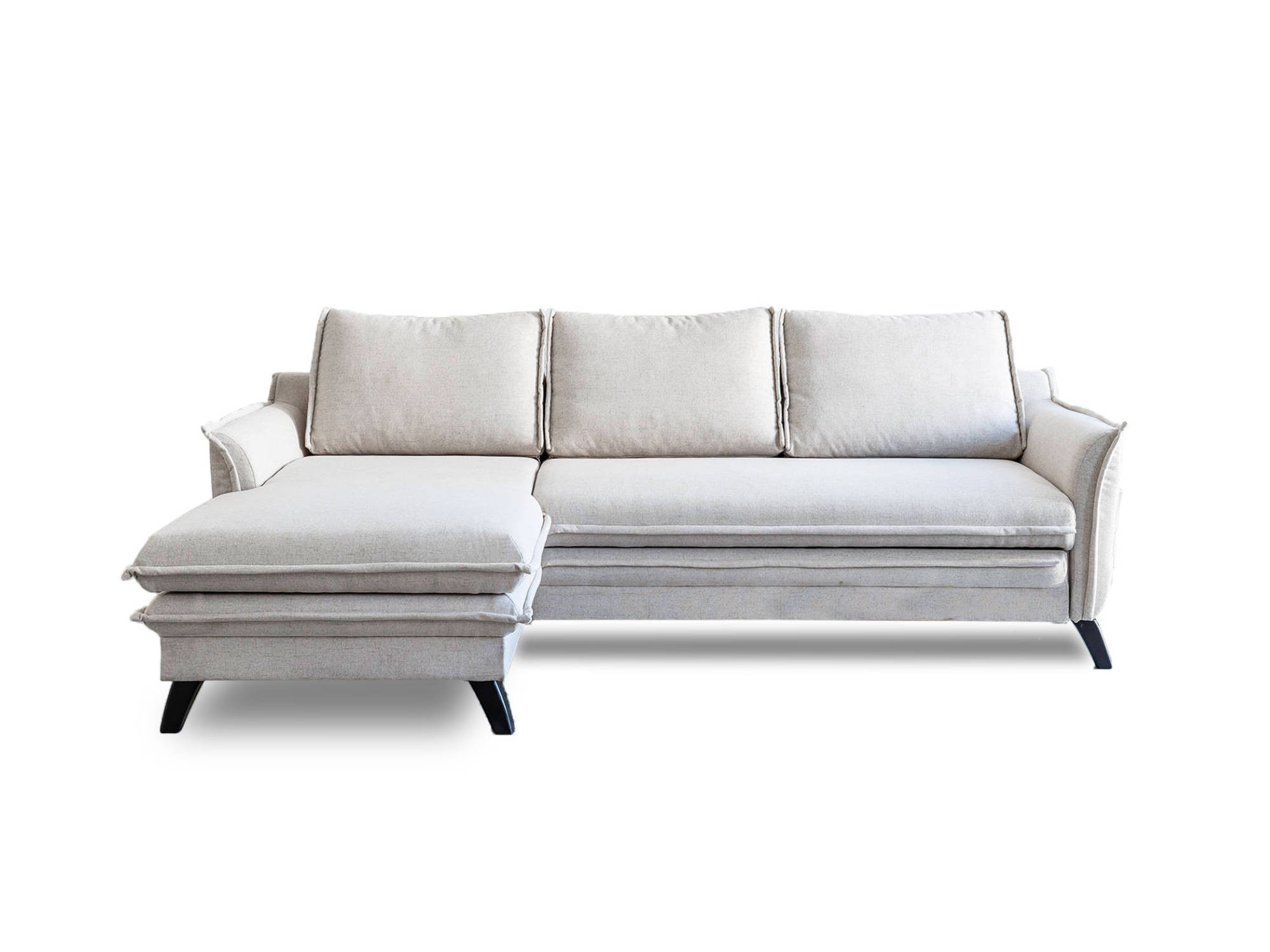 Canapé d'angle gauche convertible 4 places Tissu Beige