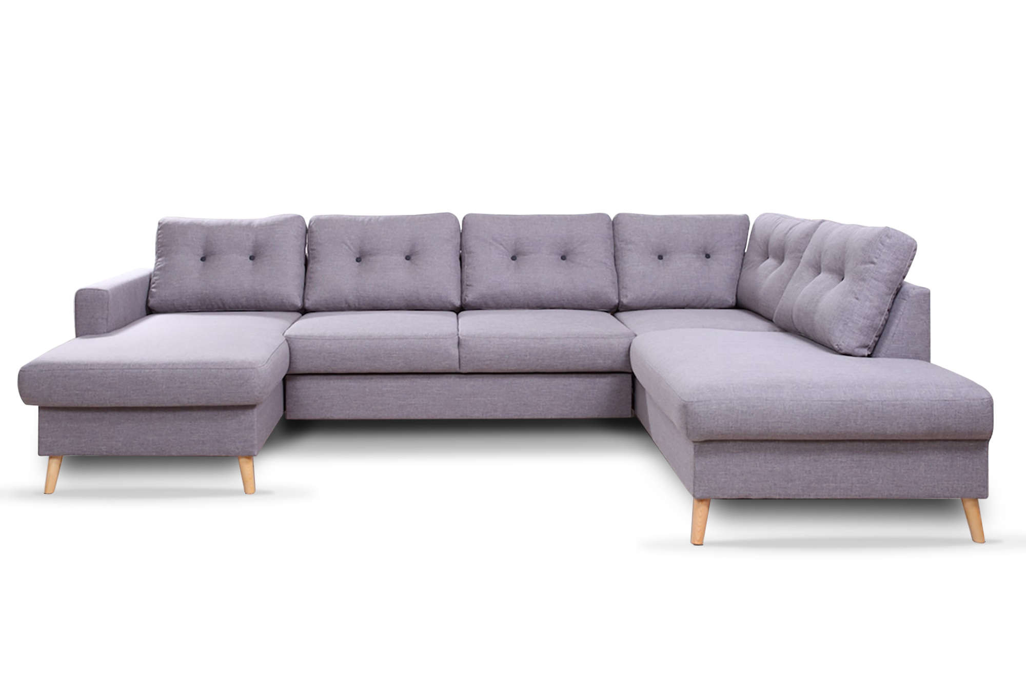 Canapé panoramique Angle droit 8 places Tissu Gris clair