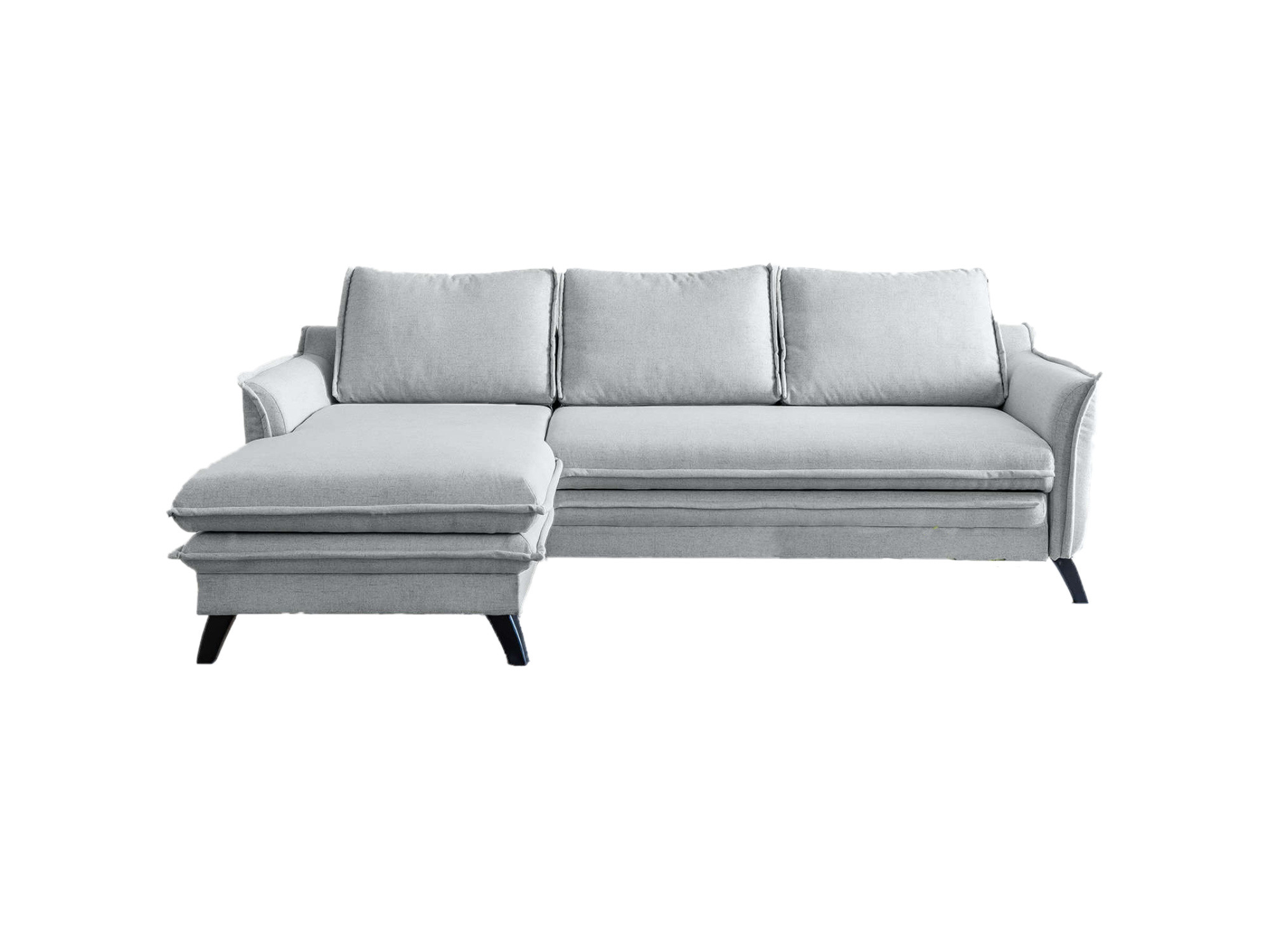 Canapé d'angle gauche convertible 4 places Tissu Gris clair