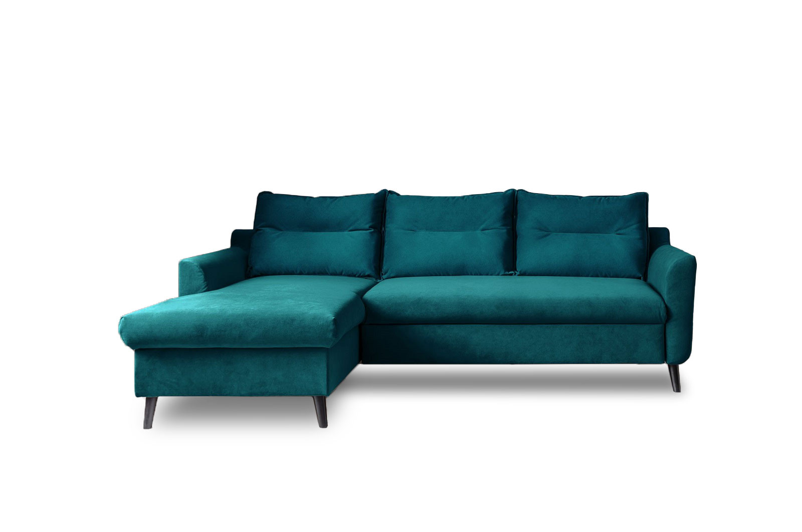 Canapé d'angle gauche convertible 4 places Tissu Bleu canard