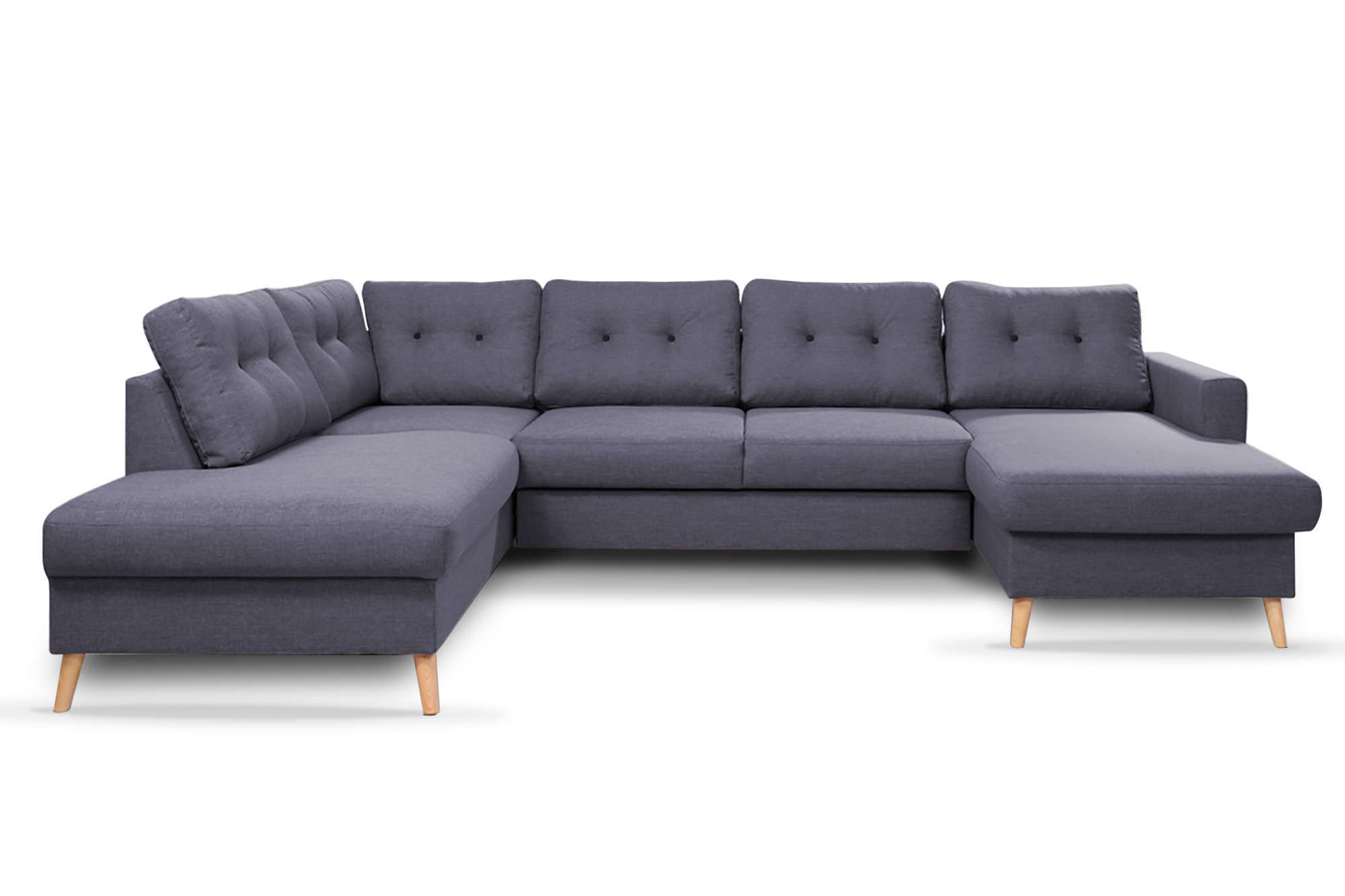 Canapé panoramique Angle gauche 8 places Tissu Gris foncé