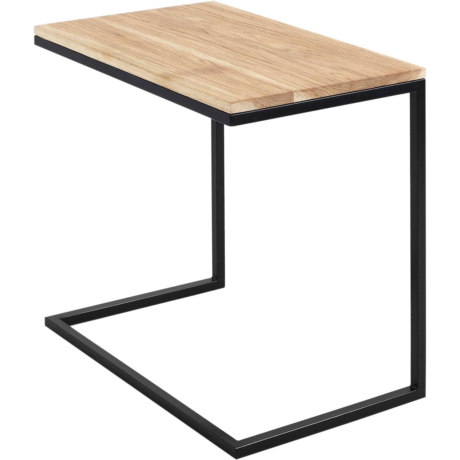 Table basse rectangulaire mÃ©tal noir et bois chene massif