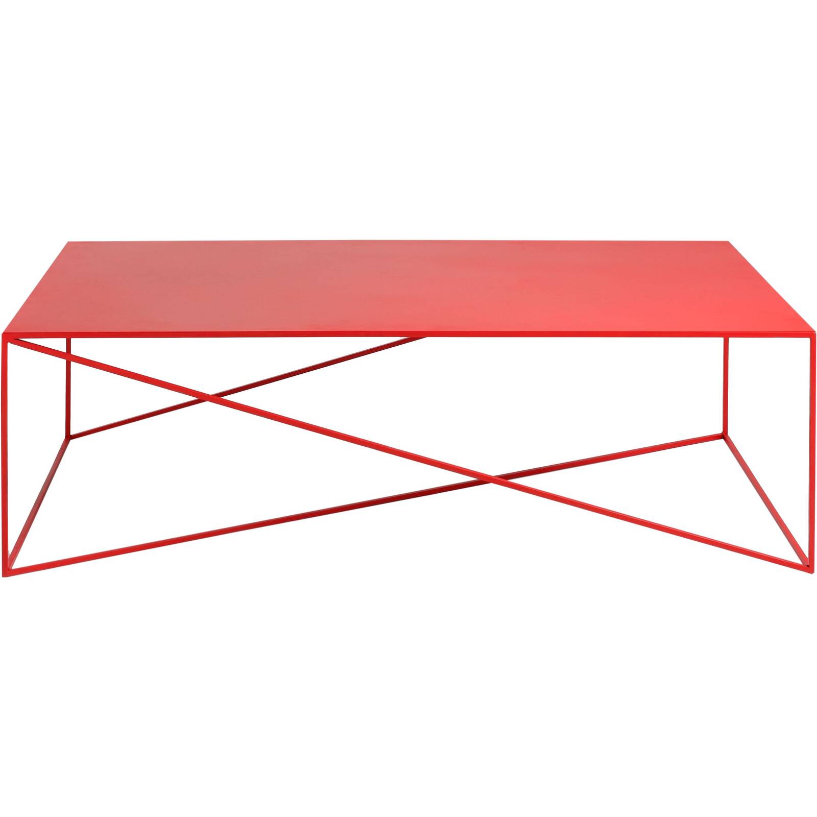 Table basse rectangulaire en mÃ©tal rouge l140cm