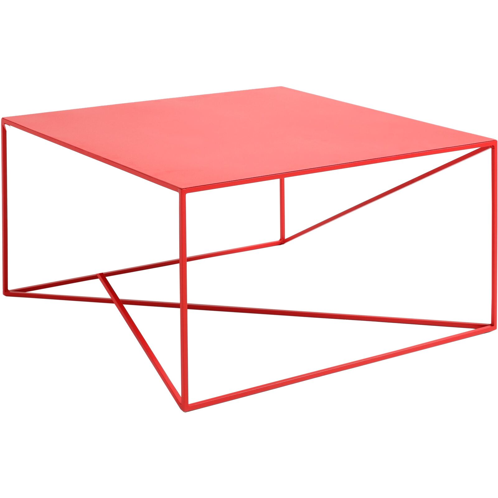 Table basse carré en métal rouge l80cm Table basse carré en métal rouge l80cm
