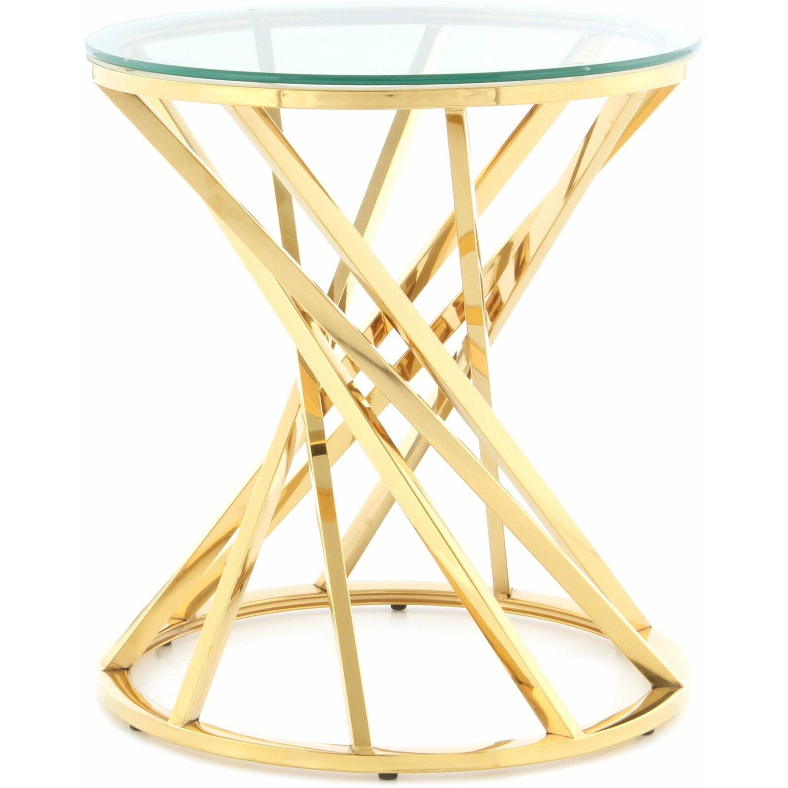 Table d’appoint ronde or plateau verre d50cm