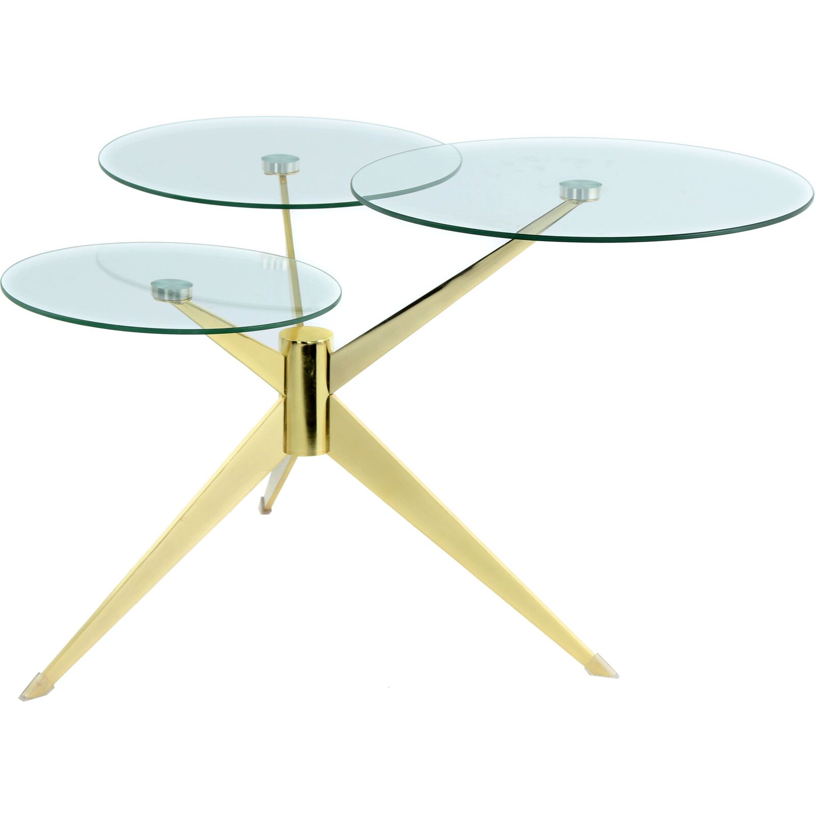 Table basse composé 3 plateaux verre structure métal doré Table basse composé 3 plateaux verre structure métal doré
