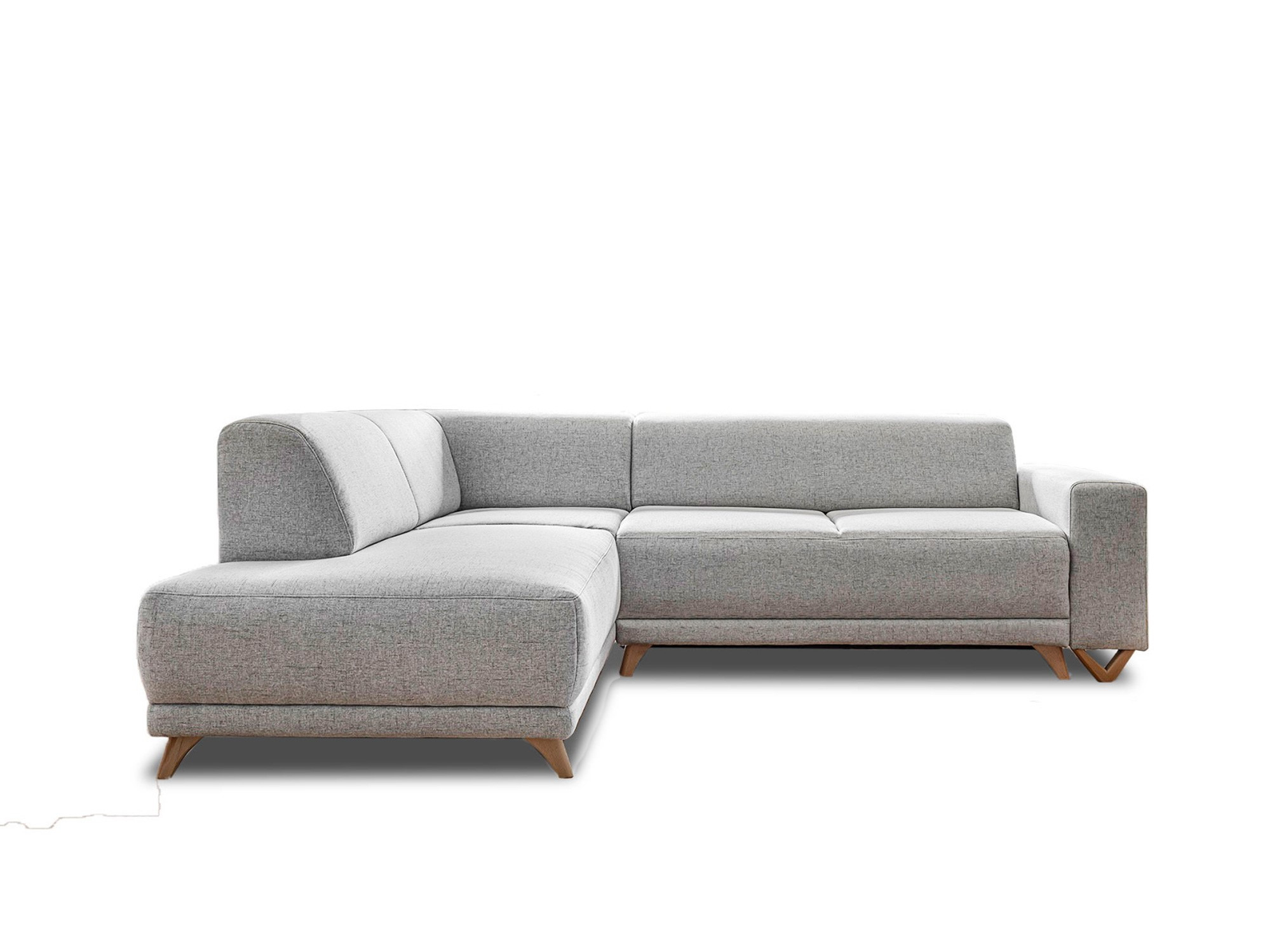 Canapé d'angle gauche convertible 5 places Tissu Gris clair