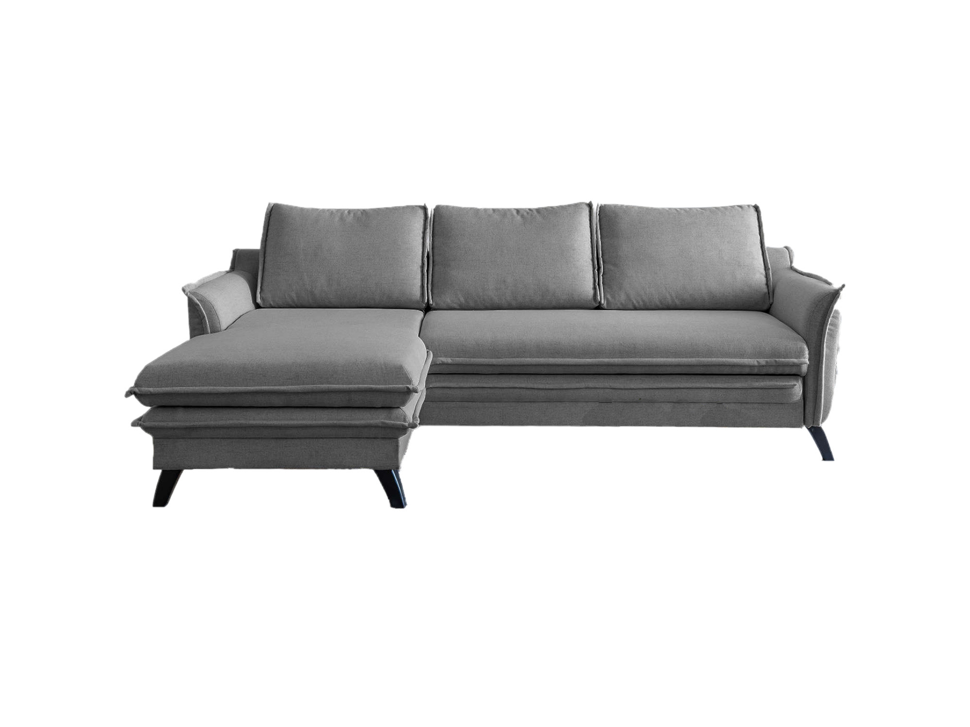 Canapé d'angle gauche convertible 4 places Tissu Gris