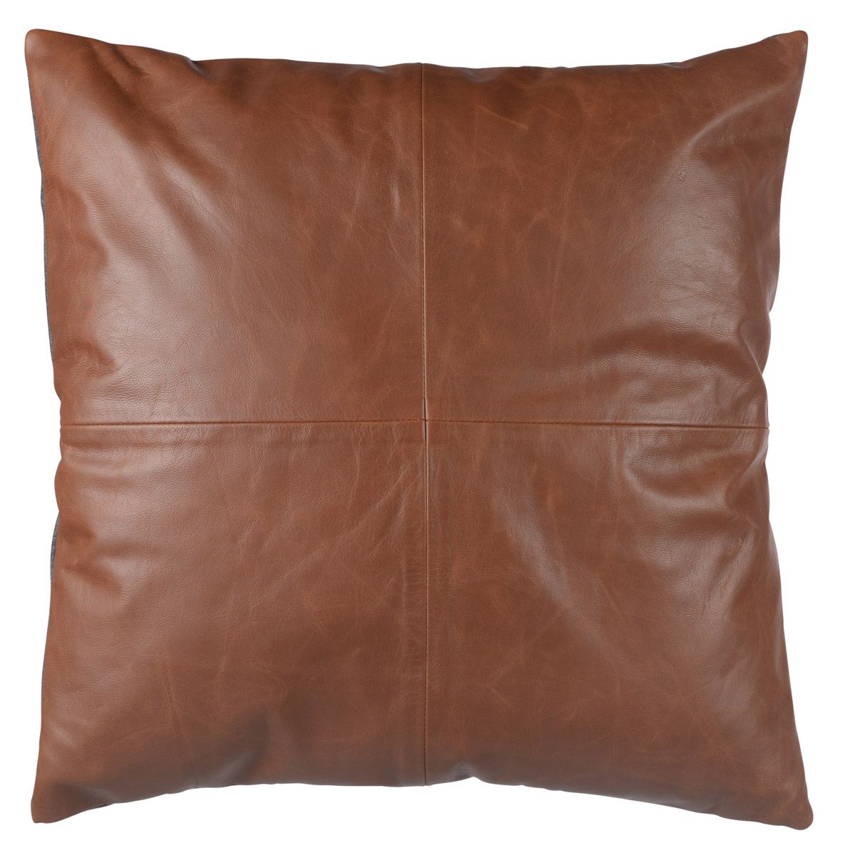 Coussin carré en cuir 45x45 cm marron