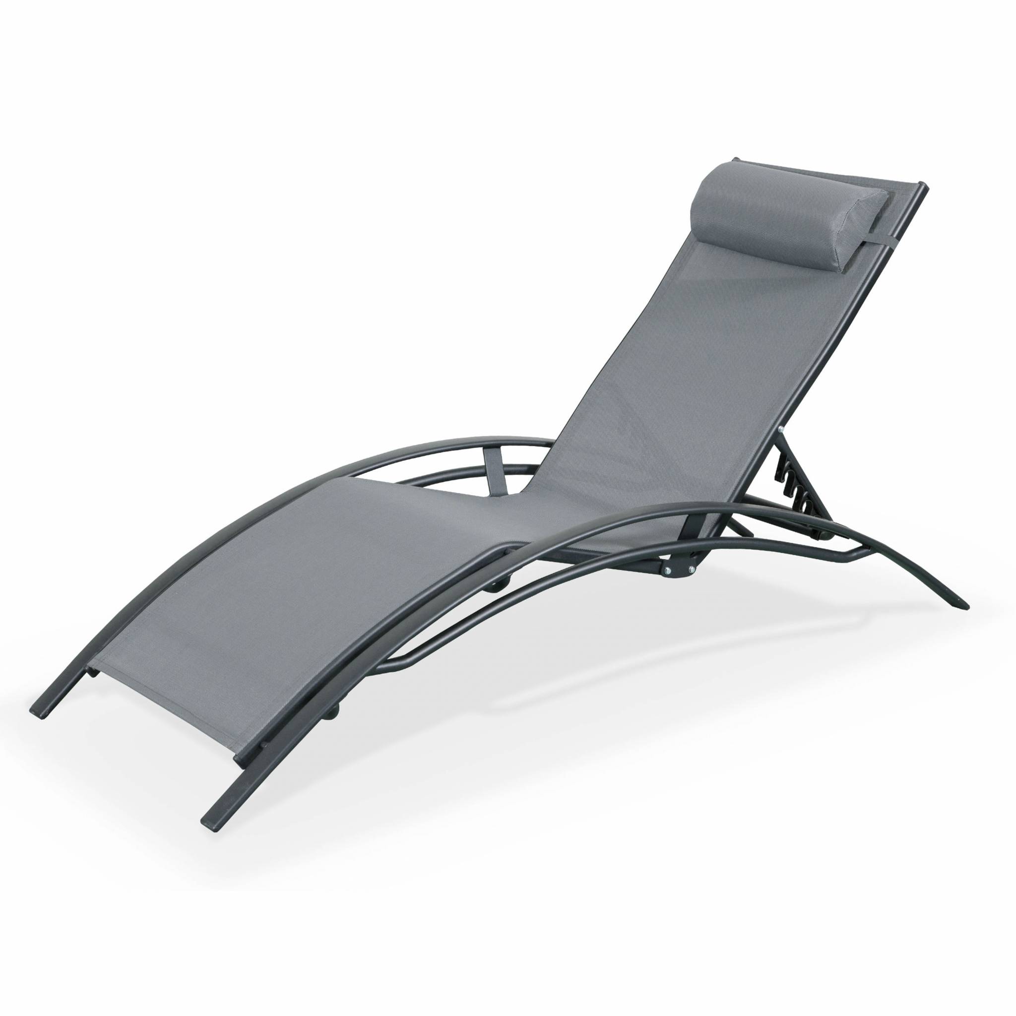 Bain de soleil en aluminium et textilène anthracite Bain de soleil en aluminium et textilène anthracite