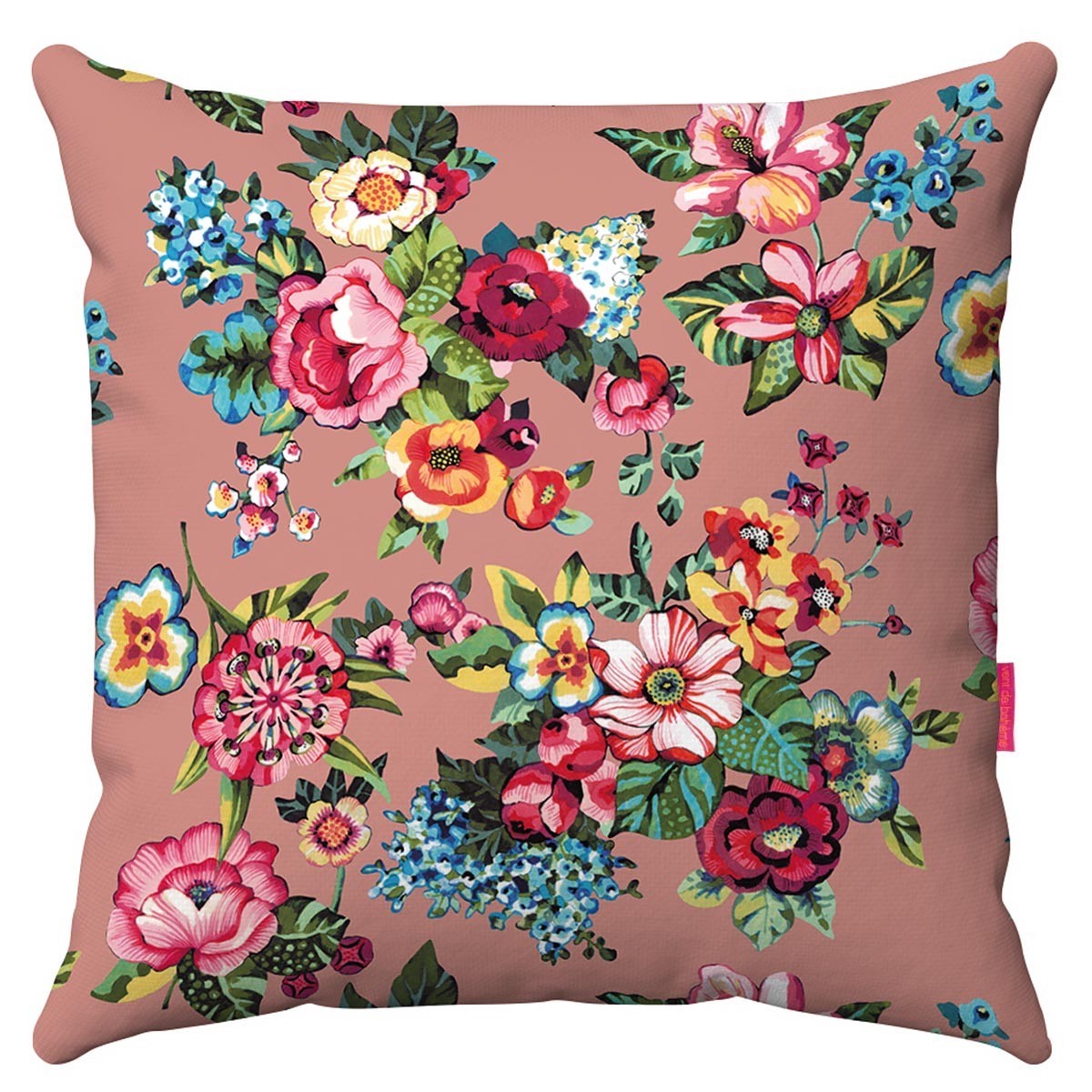 Housse de coussin extérieur imprimé fleuri rose 60x60