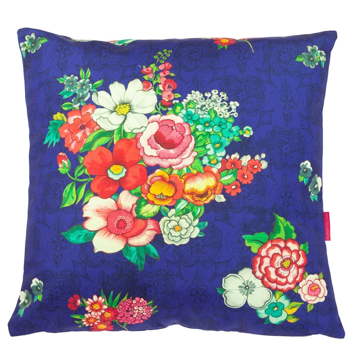 Housse de coussin extérieur fleuri indigo 60x60 Housse de coussin extérieur fleuri indigo 60x60