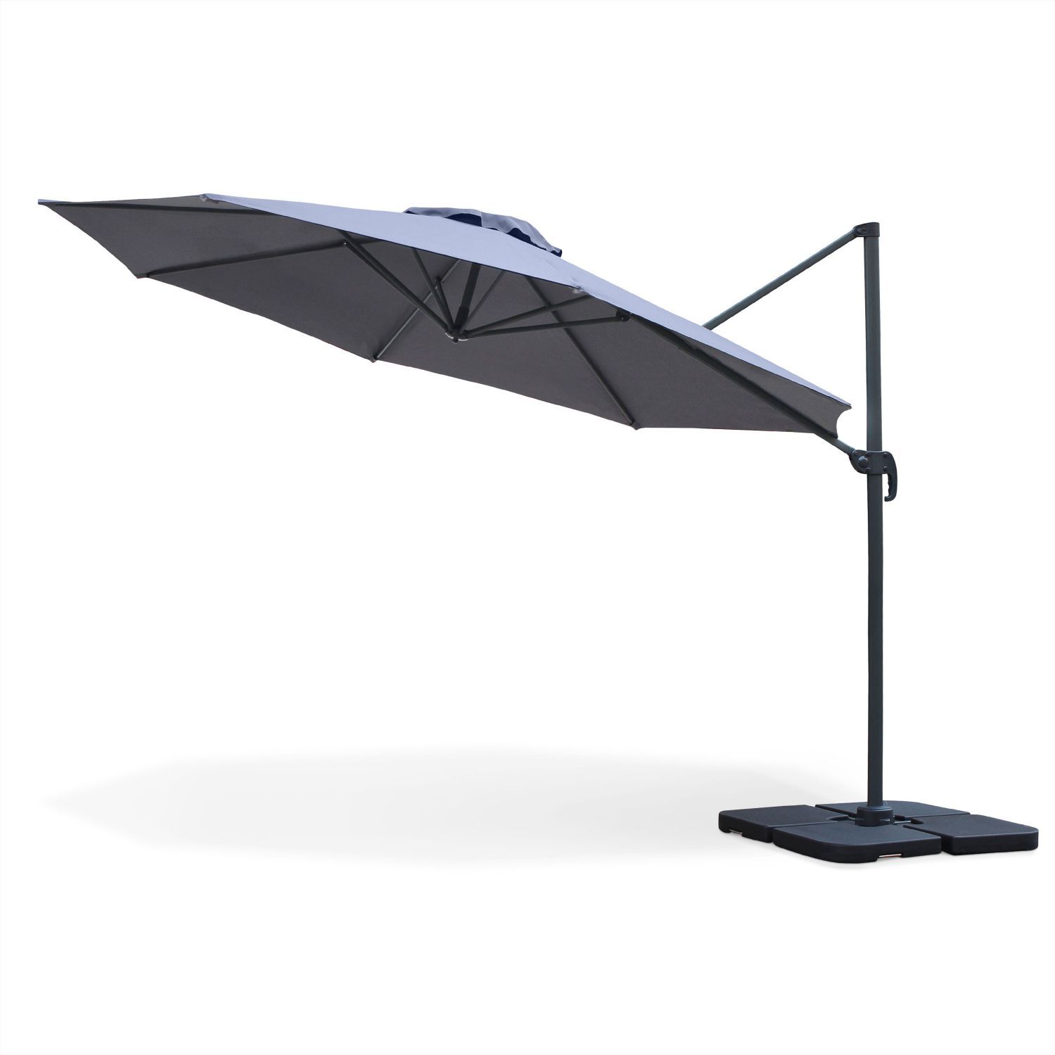 Parasol déporté rond en aluminium D 350cm gris Parasol déporté rond en aluminium D 350cm gris