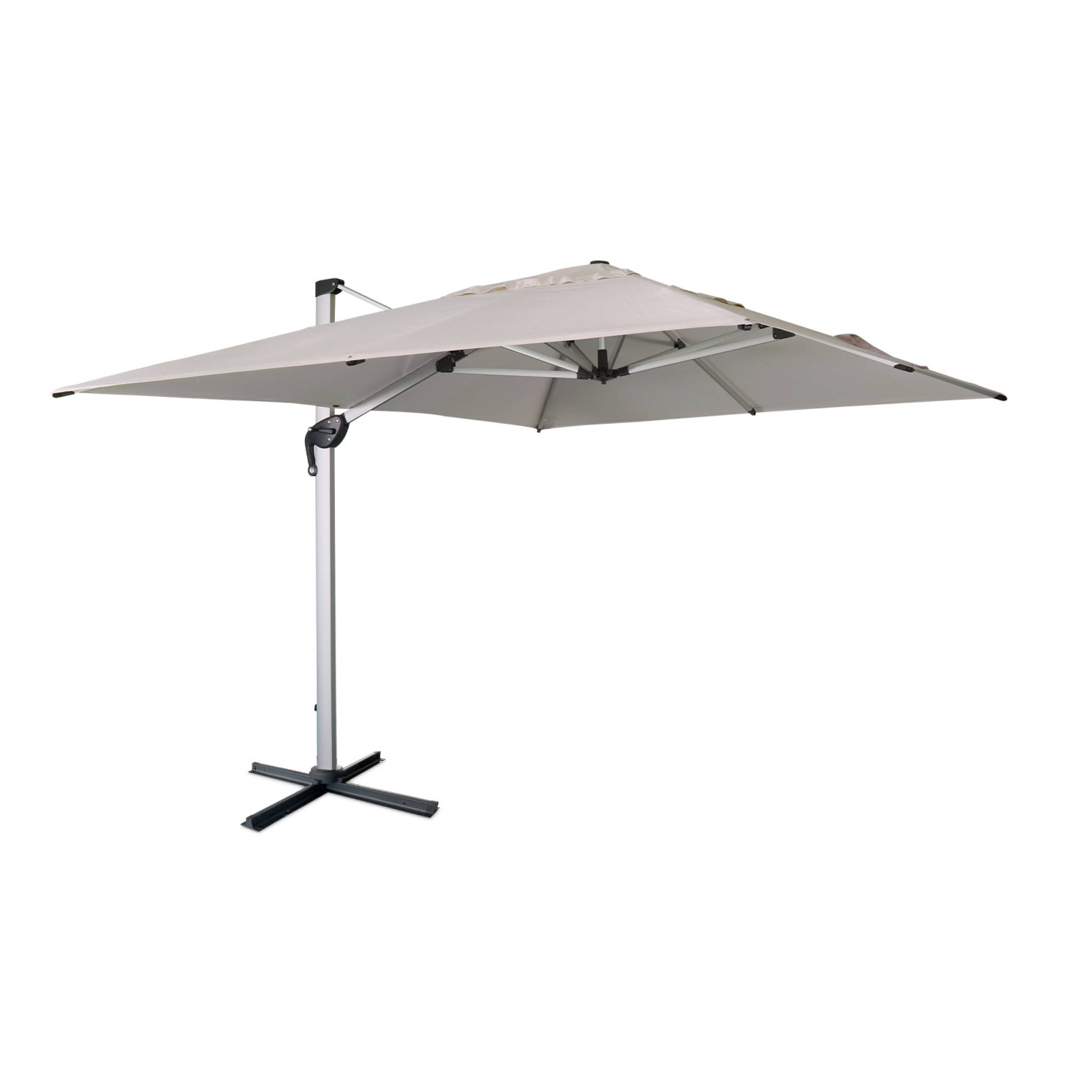 Parasol déporté en aluminium et toile en agora beige 3x4m Parasol déporté en aluminium et toile en agora beige 3x4m