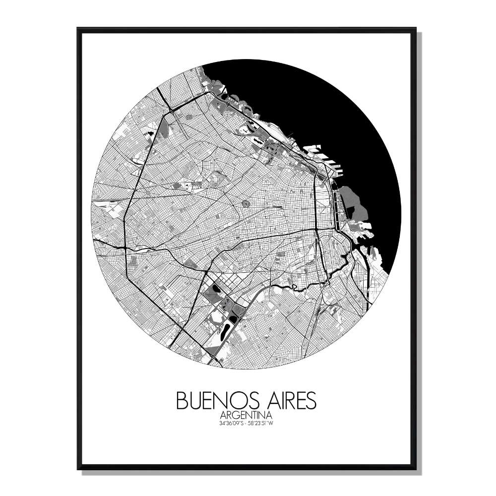 BUENOS AIRES - Carte City Map Rond 40x50