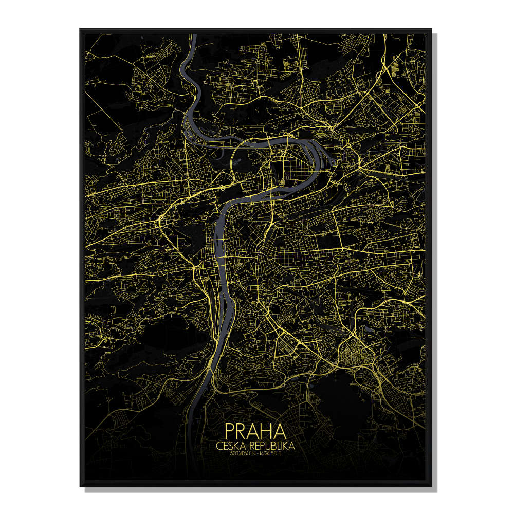 PRAGUE - Carte City Map Nuit 40x50cm