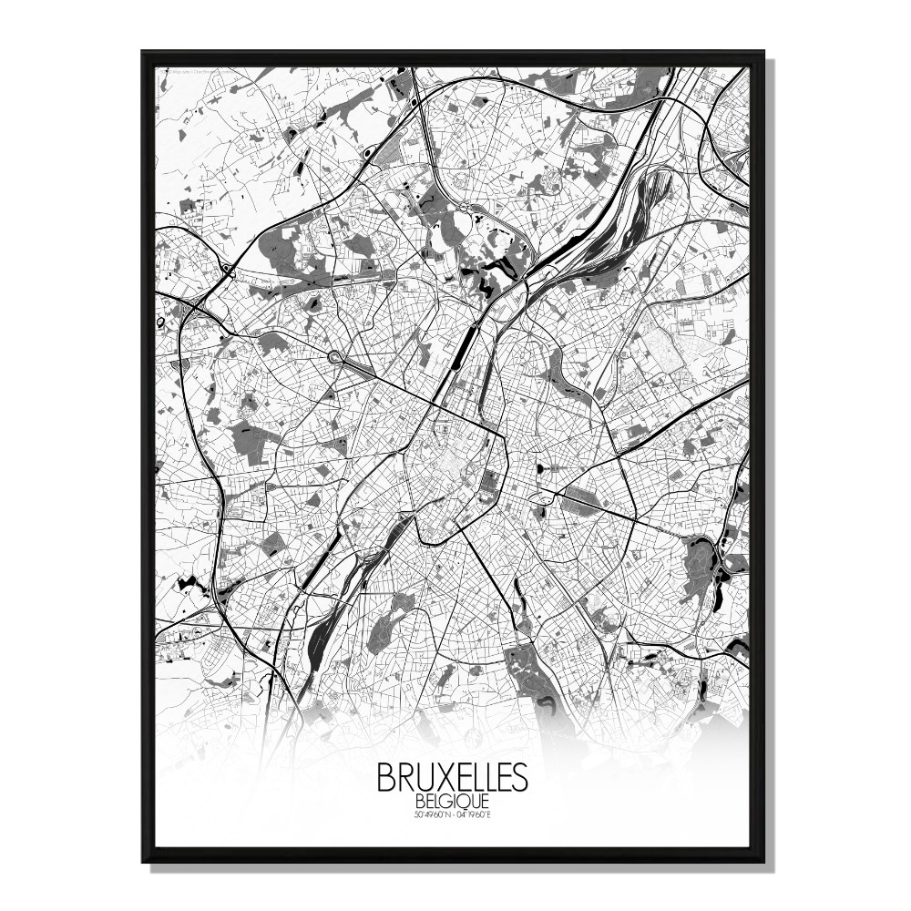 BRUXELLES - Carte City Map N&B 40x50cm BRUXELLES - Carte City Map N&B 40x50cm
