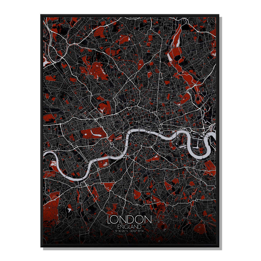 LONDRES - Carte City Map Rouge 40x50cm