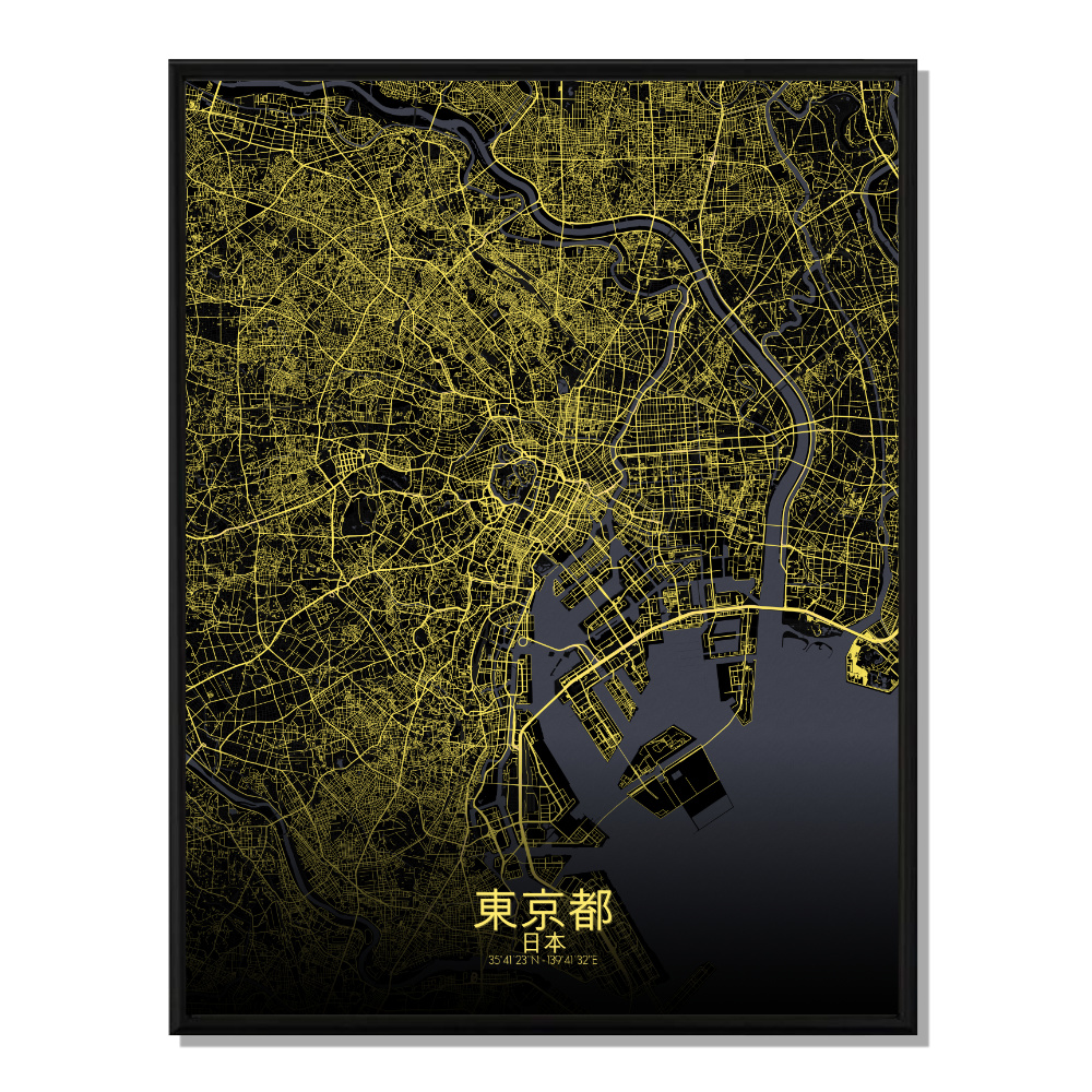 TOKYO - Carte City Map Nuit 40x50cm