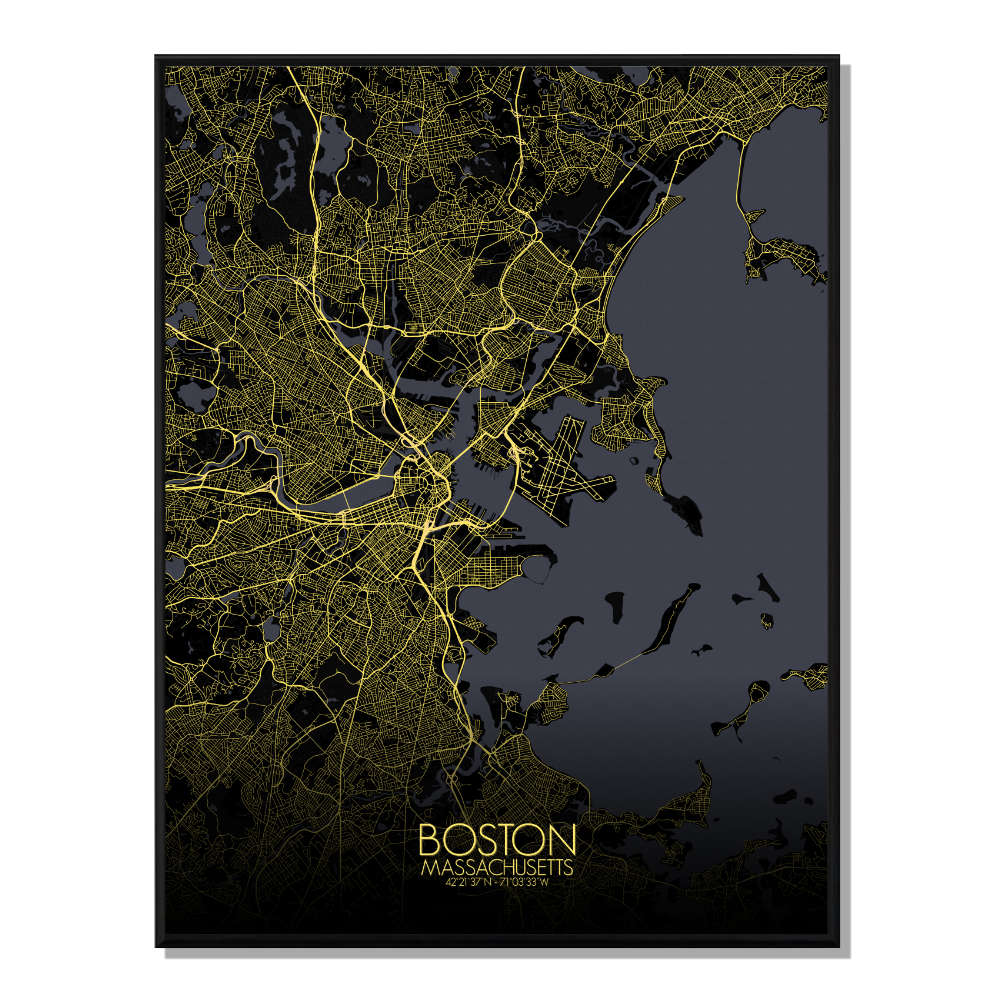 BOSTON - Carte City Map Nuit 40x50cm BOSTON - Carte City Map Nuit 40x50cm