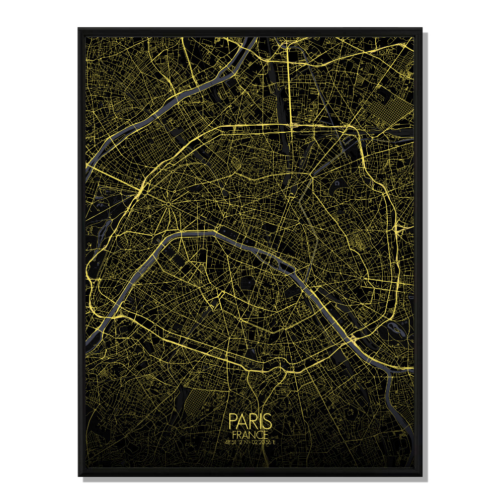 PARIS - Carte City Map Nuit 40x50cm