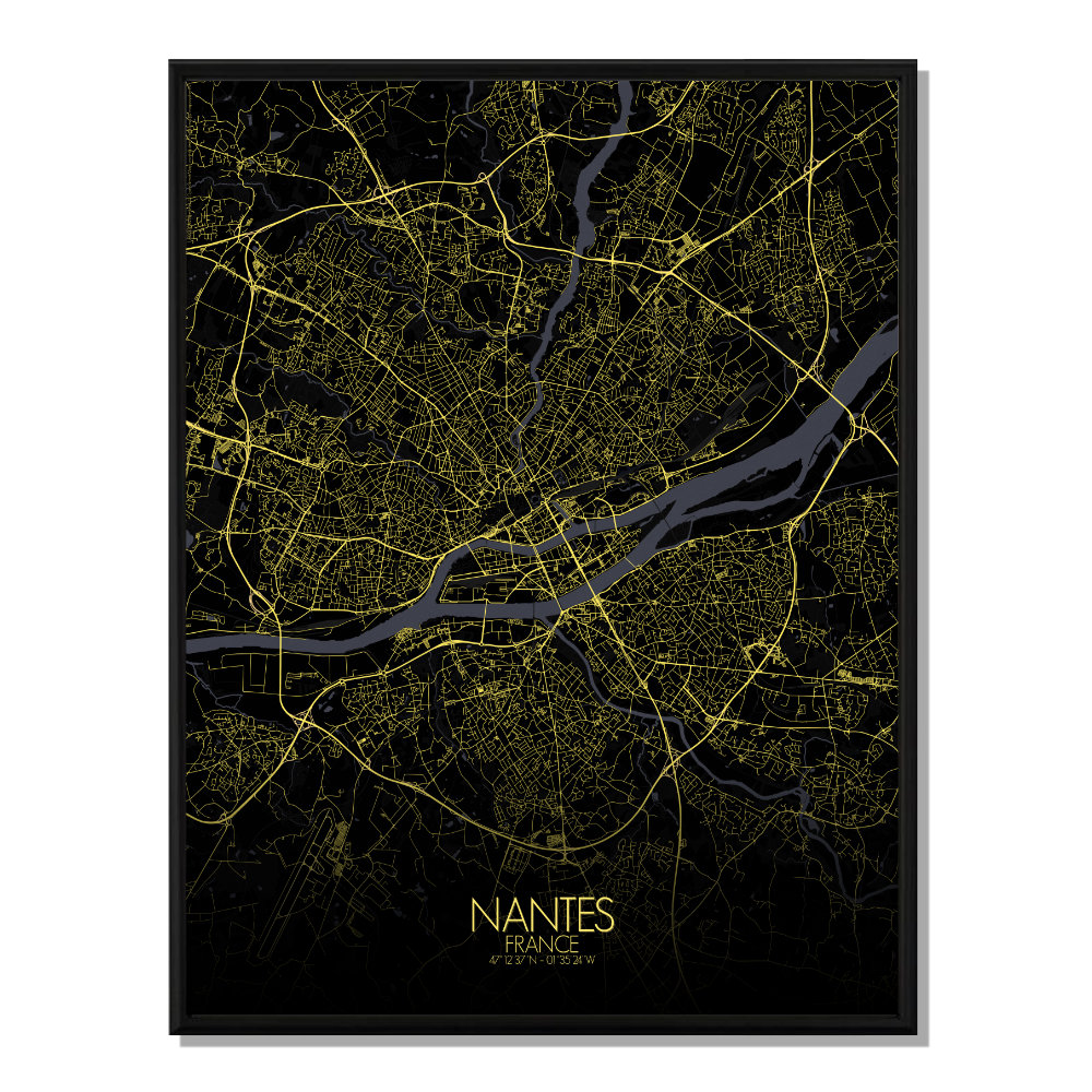 NANTES - Carte City Map Nuit 40x50cm NANTES - Carte City Map Nuit 40x50cm
