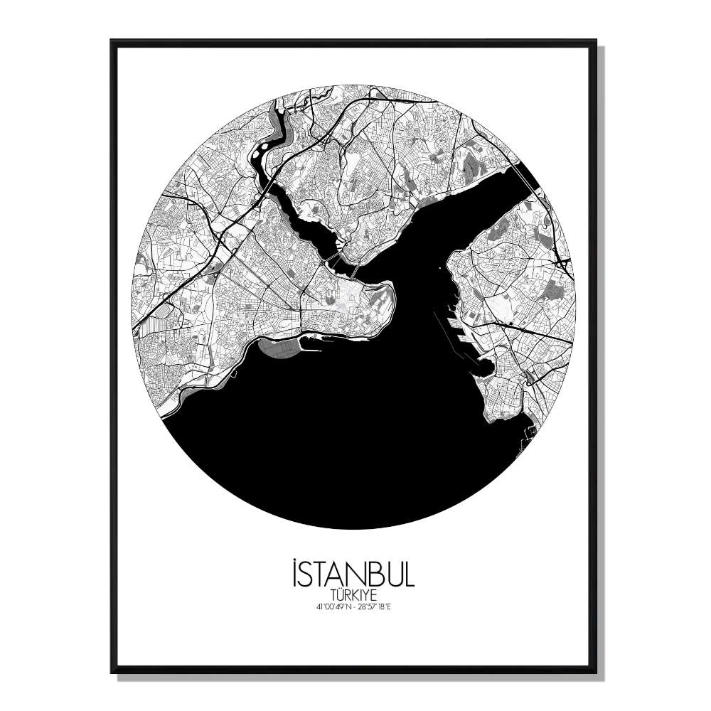 ISTANBUL - Carte City Map Rond 40x50cm