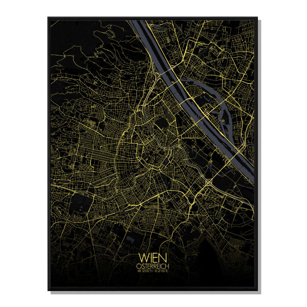 VIENNE - Carte City Map Nuit 40x50cm VIENNE - Carte City Map Nuit 40x50cm