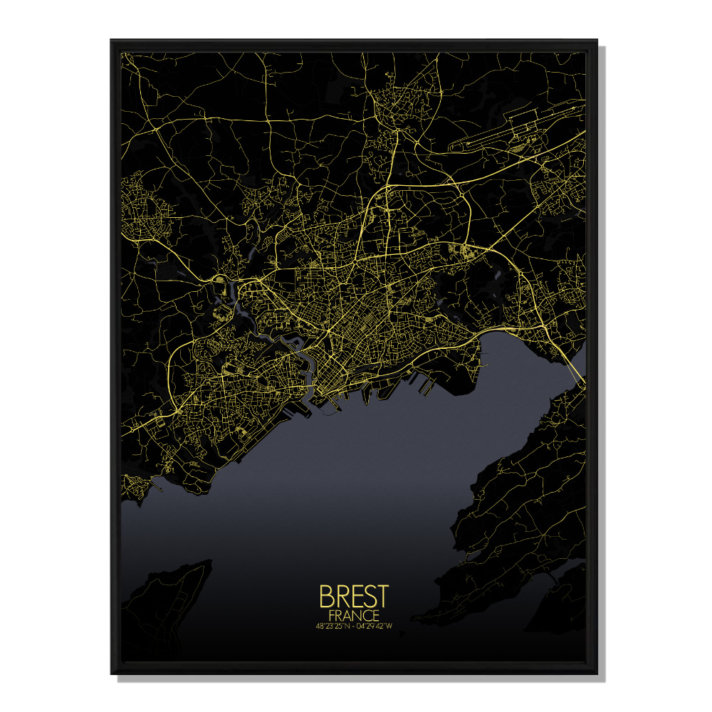 BREST - Carte City Map Nuit 40x50cm BREST - Carte City Map Nuit 40x50cm