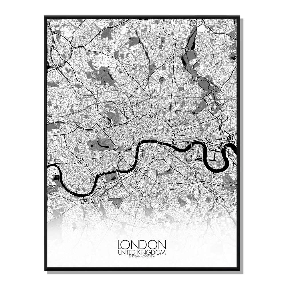LONDRES - Carte City Map N&B 40x50cm LONDRES - Carte City Map N&B 40x50cm
