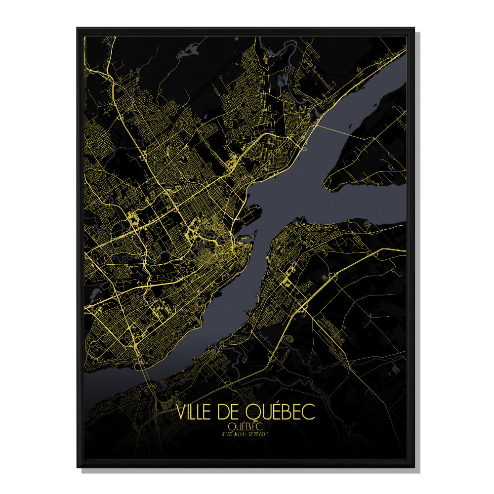 QUEBEC - Carte City Map Nuit 40x50cm