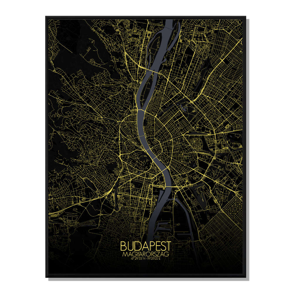 BUDAPEST - Carte City Map Nuit 40x50cm BUDAPEST - Carte City Map Nuit 40x50cm